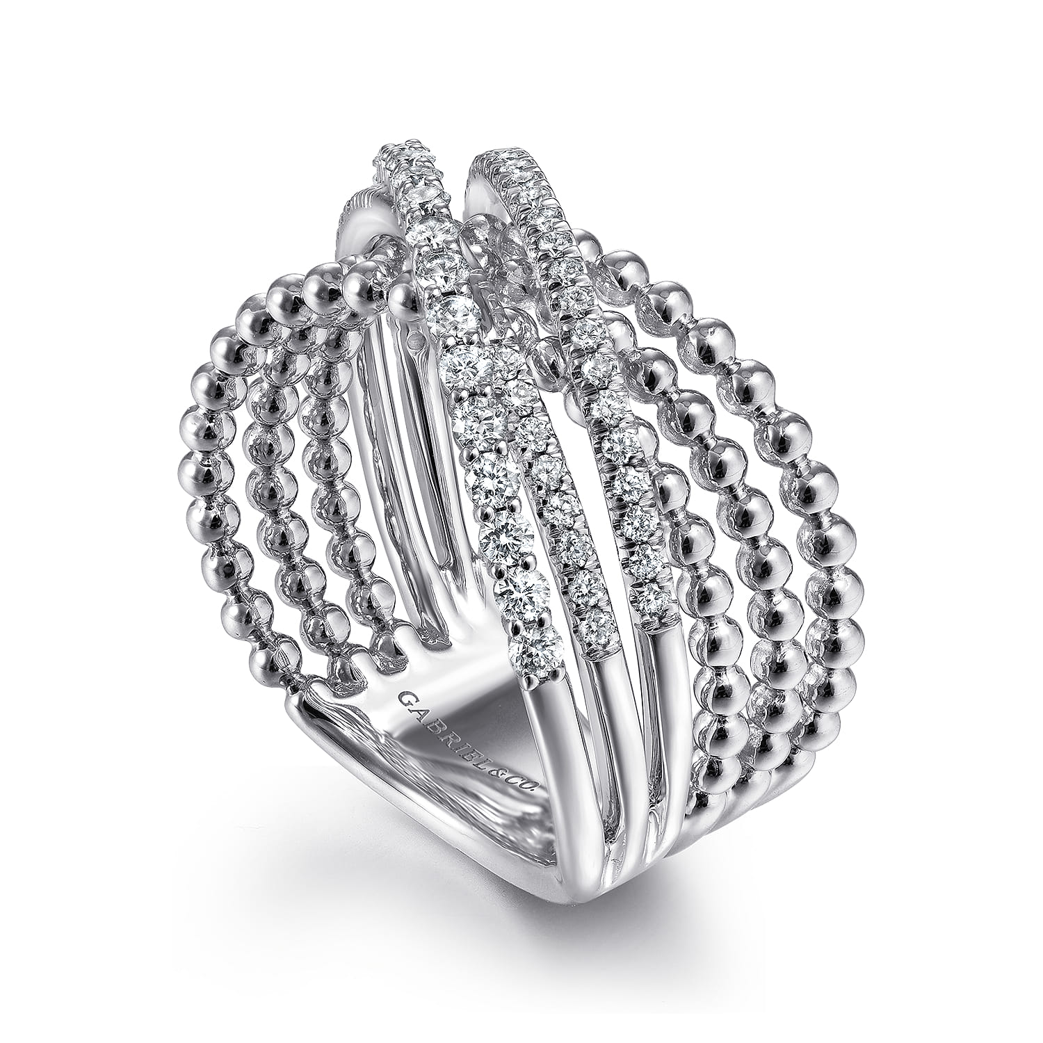 White Sapphire Bujukan Criss CrossRing in Sterling Silver, photograph 3