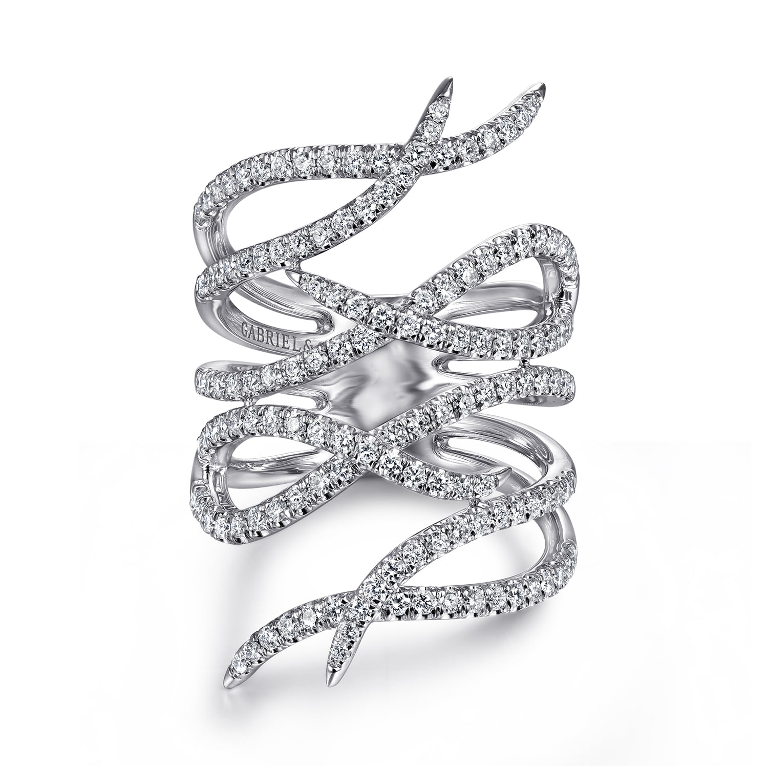 Diamond Multi Row Twisted Vine Ring in 14K White Gold