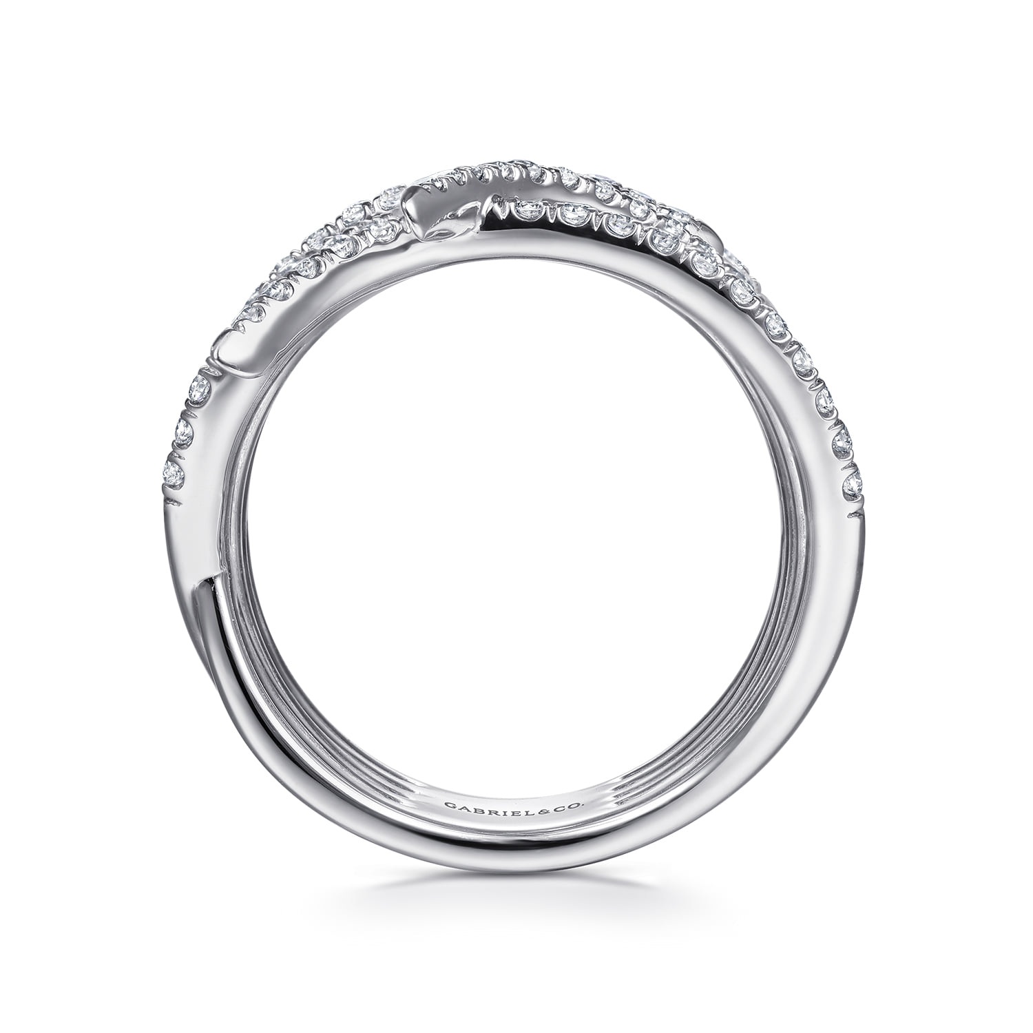 Diamond Multi Row Twisted Vine Ring in 14K White Gold, photograph 2