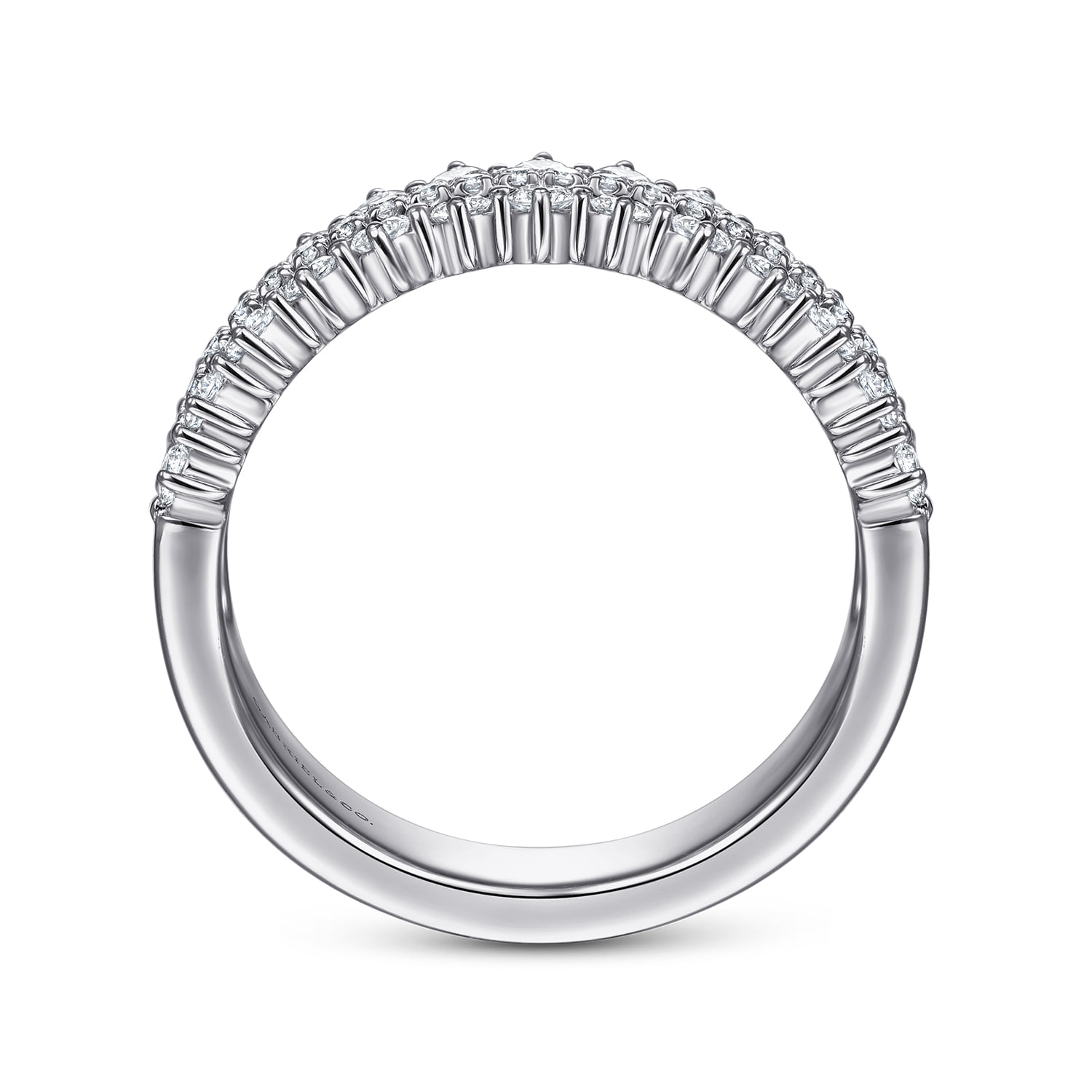 Three Row Diamond Band in 14K White Gold, photograph 2