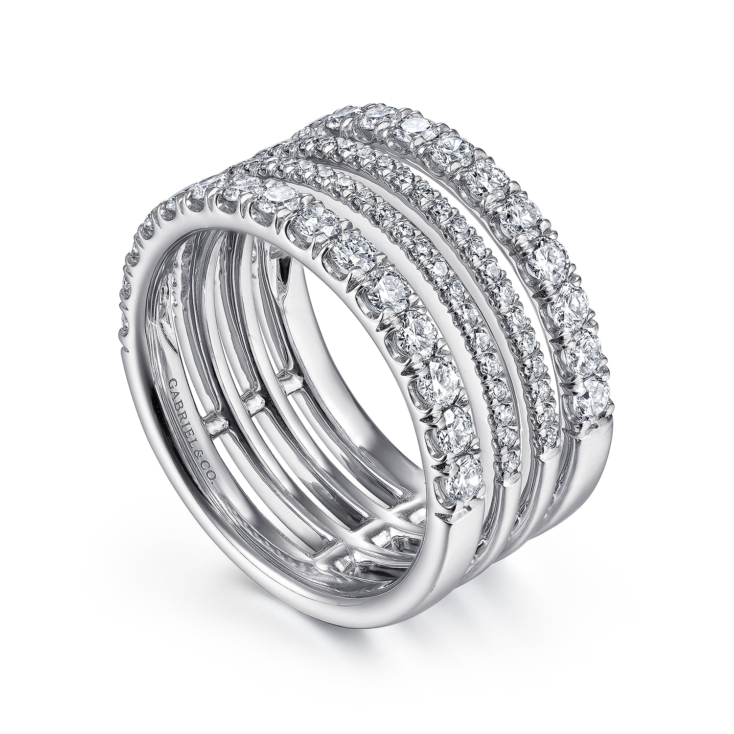 Four Row Diamond Ring in 14K White Gold, photograph 3