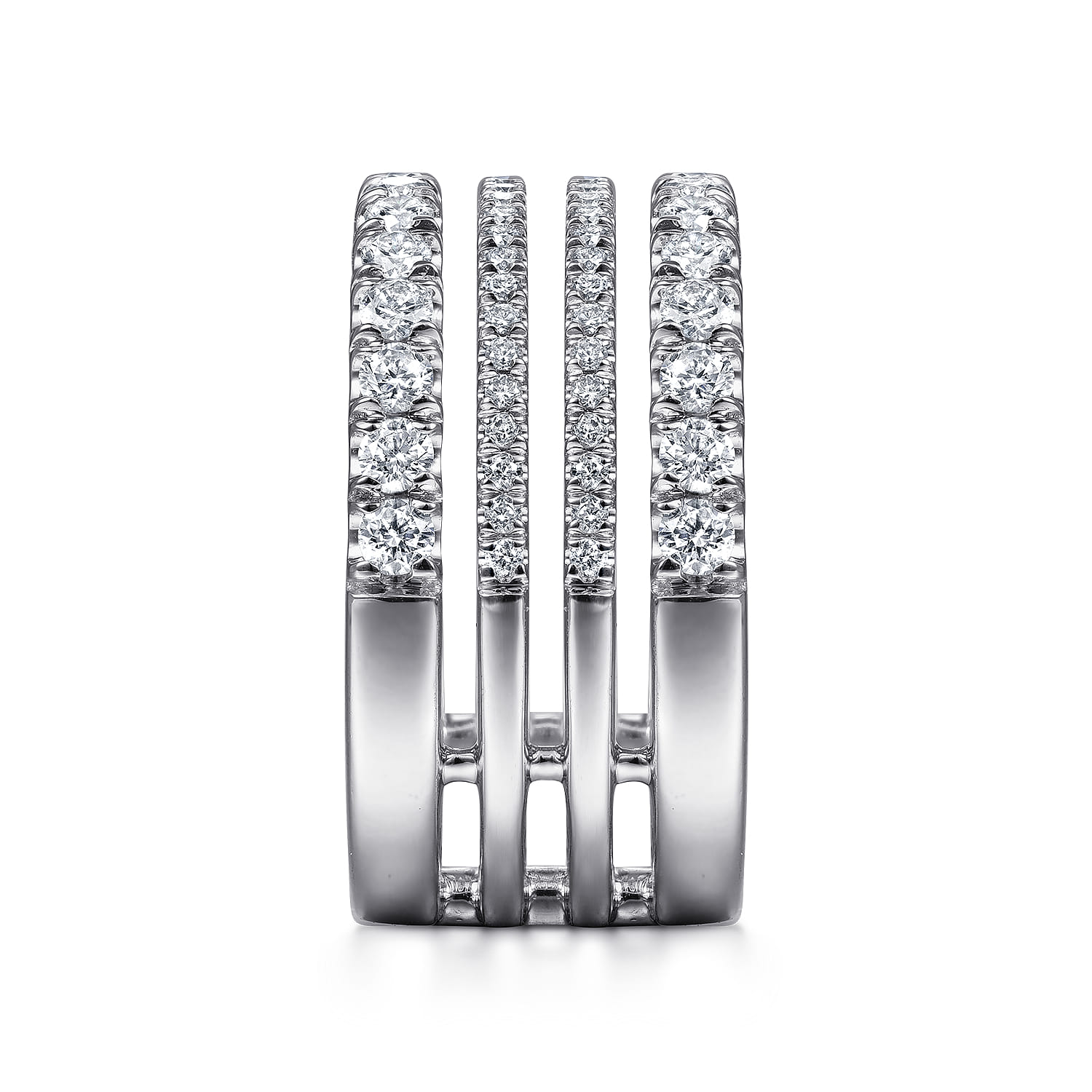 Four Row Diamond Ring in 14K White Gold, photograph 4