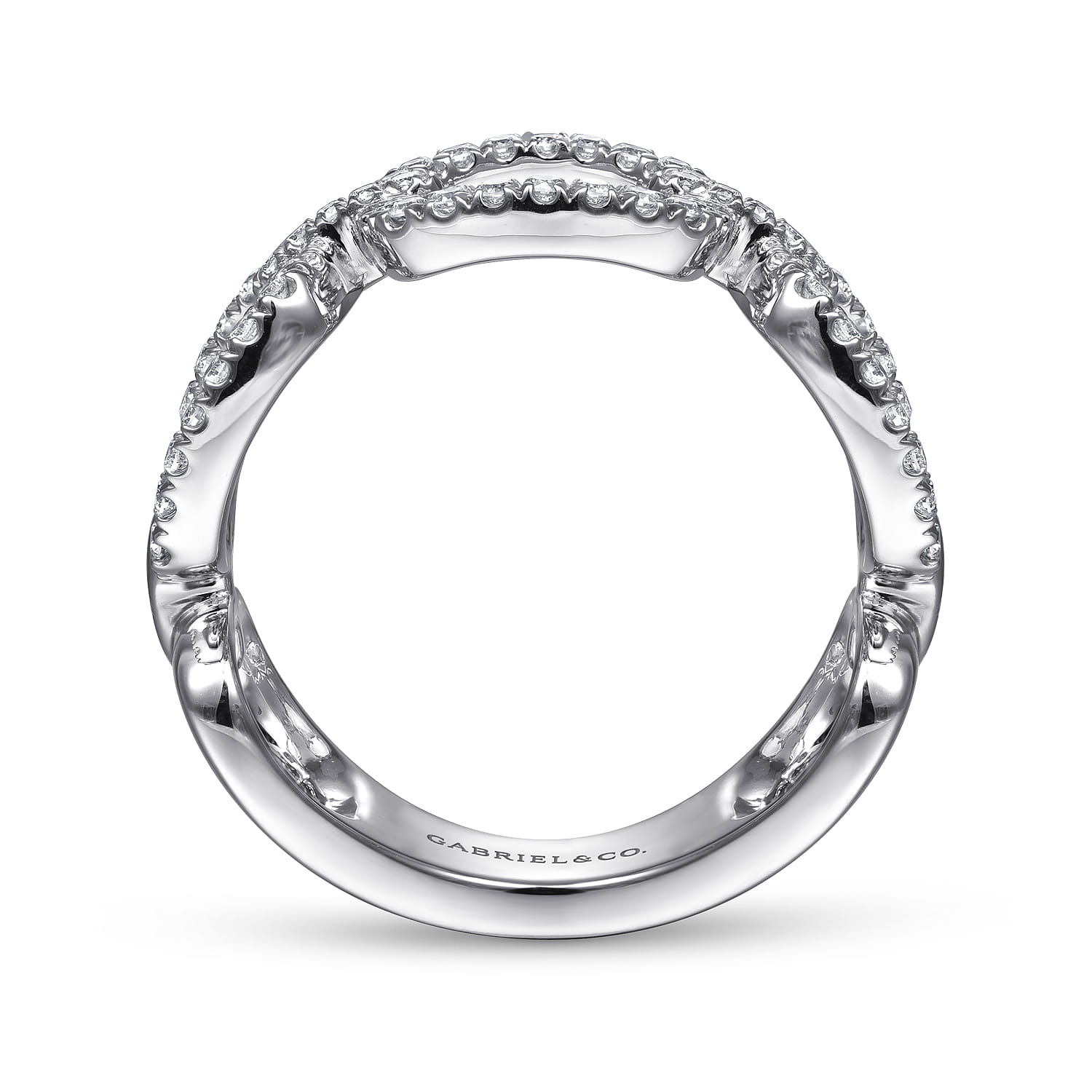 Wide Open Diamond Square Ring in 14K White Gold, photograph 2