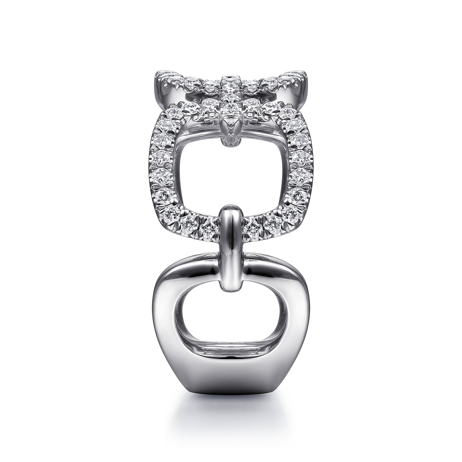 Wide Open Diamond Square Ring in 14K White Gold, photograph 4