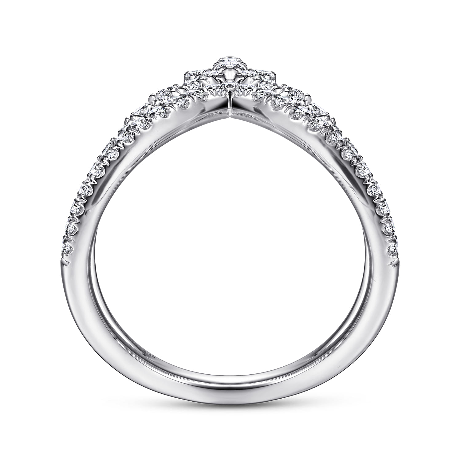 Diamond Chevron Ring in 14K White Gold, photograph 2