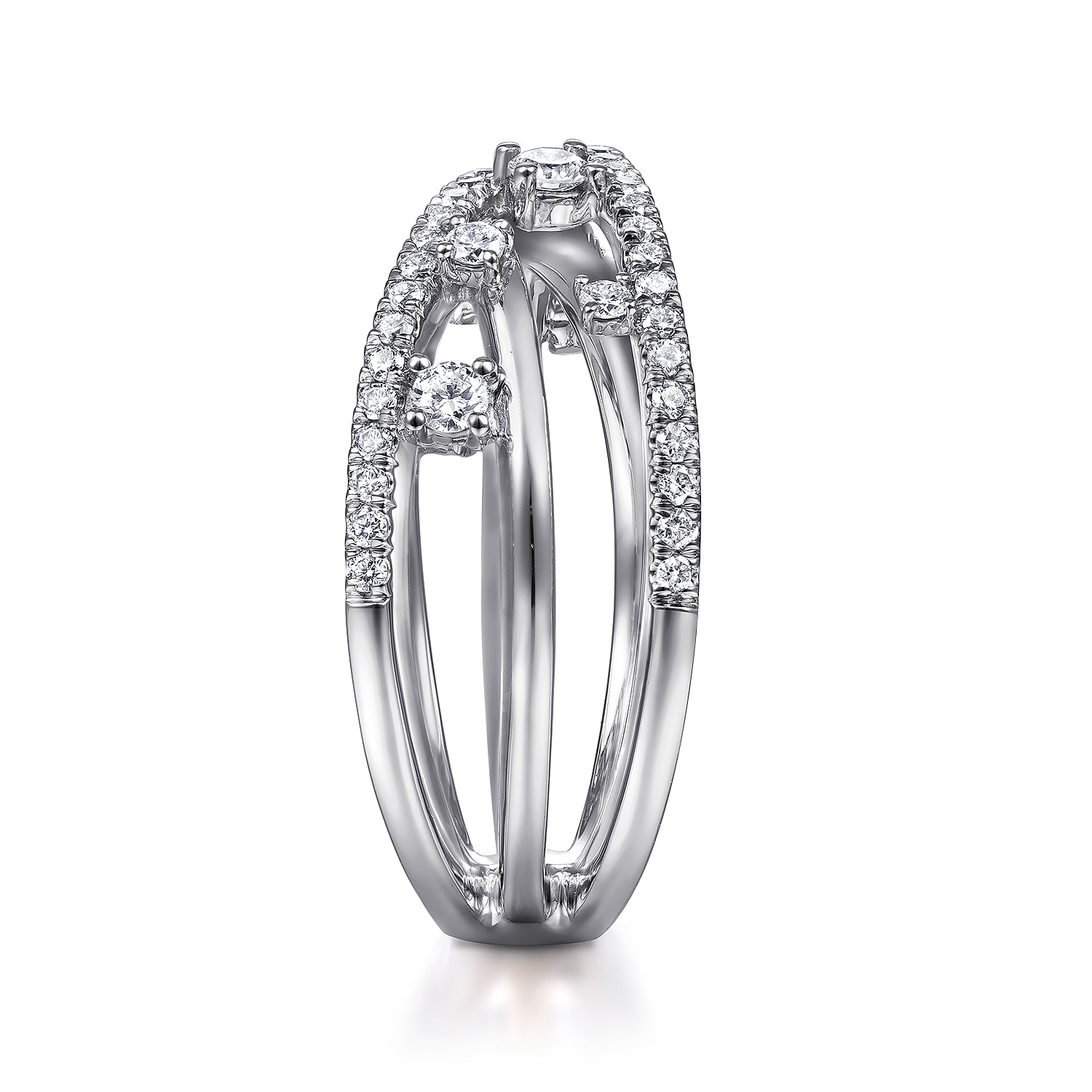 Diamond Criss Cross Ring in 14K White Gold, photograph 4