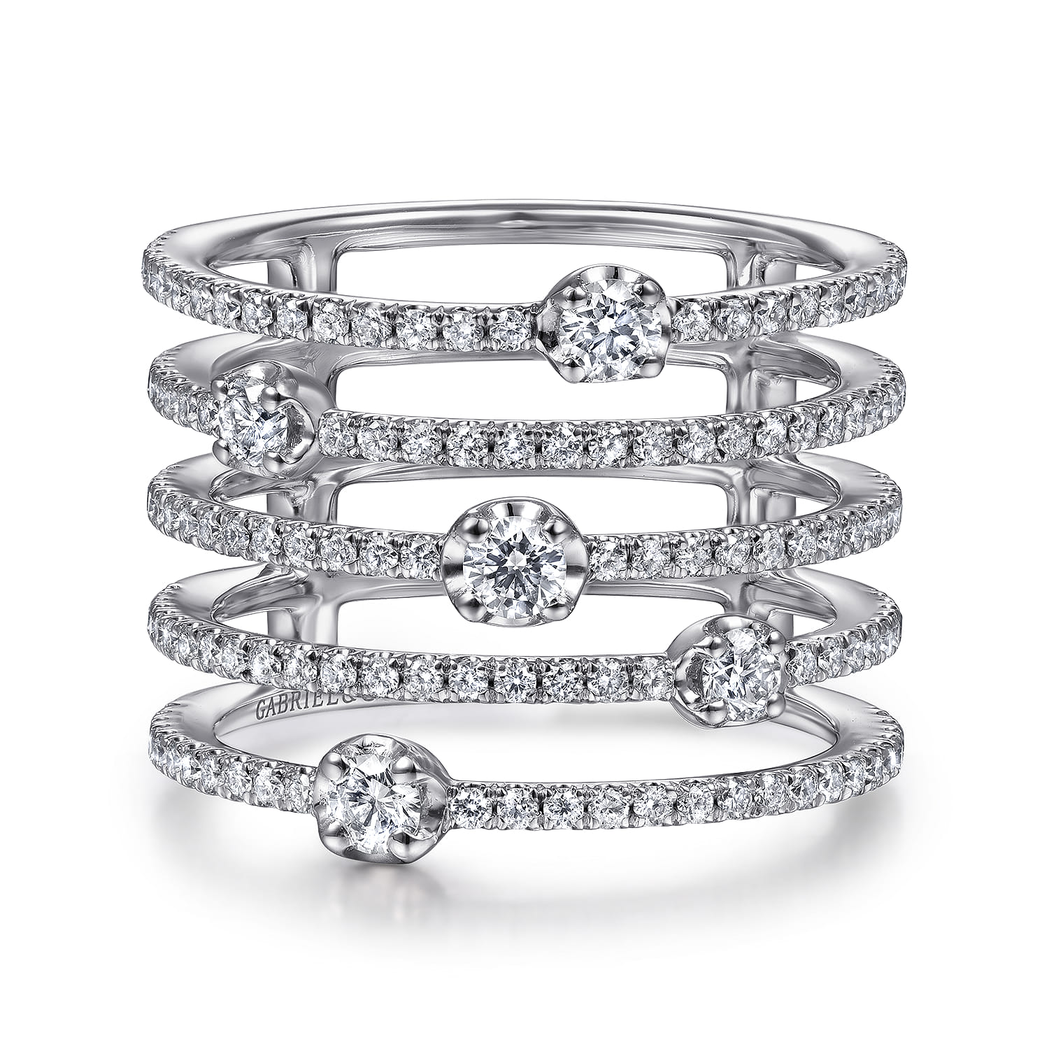 Five Row Diamond Station Wide Band