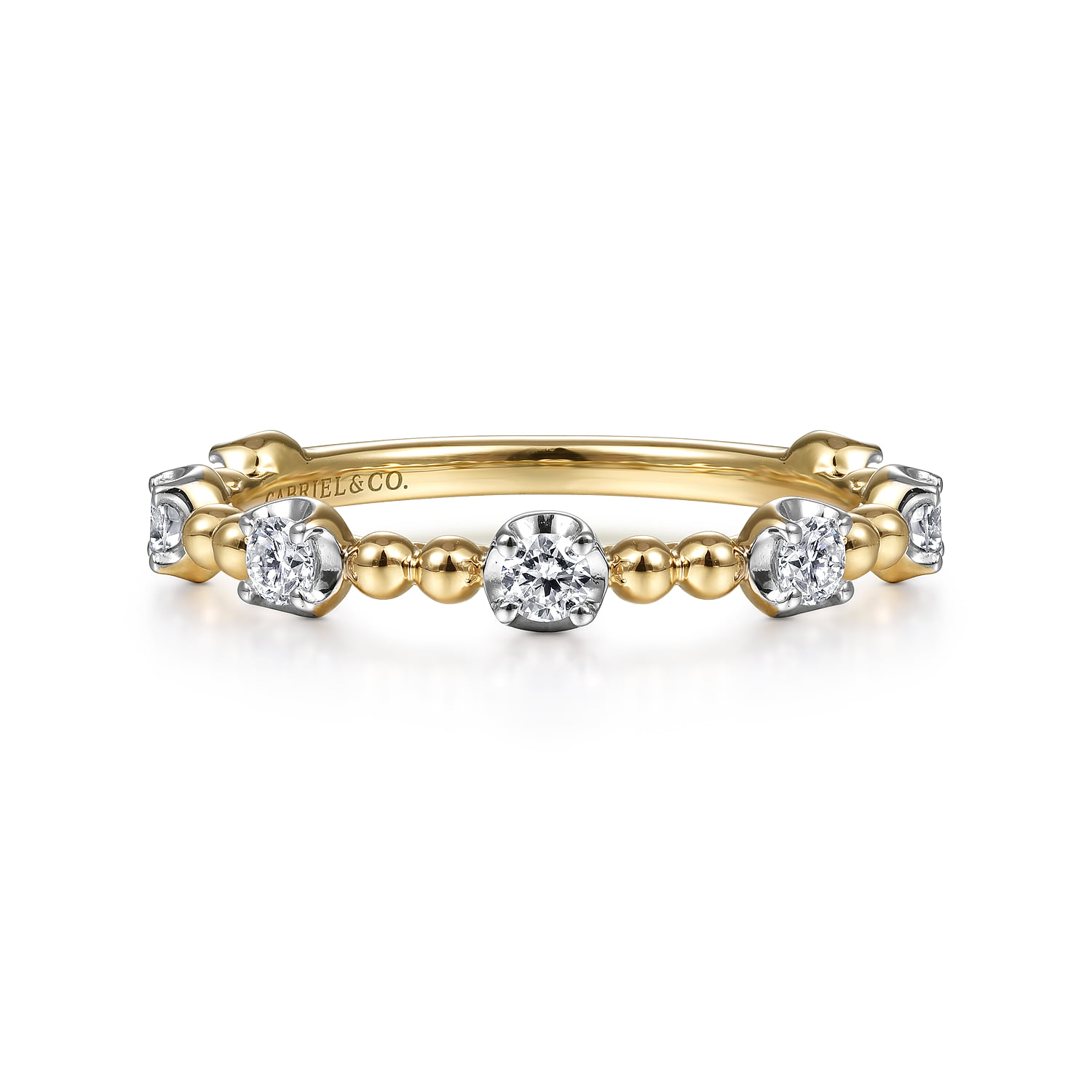 Bujukan and Diamond Station Ring in 14K Yellow Gold