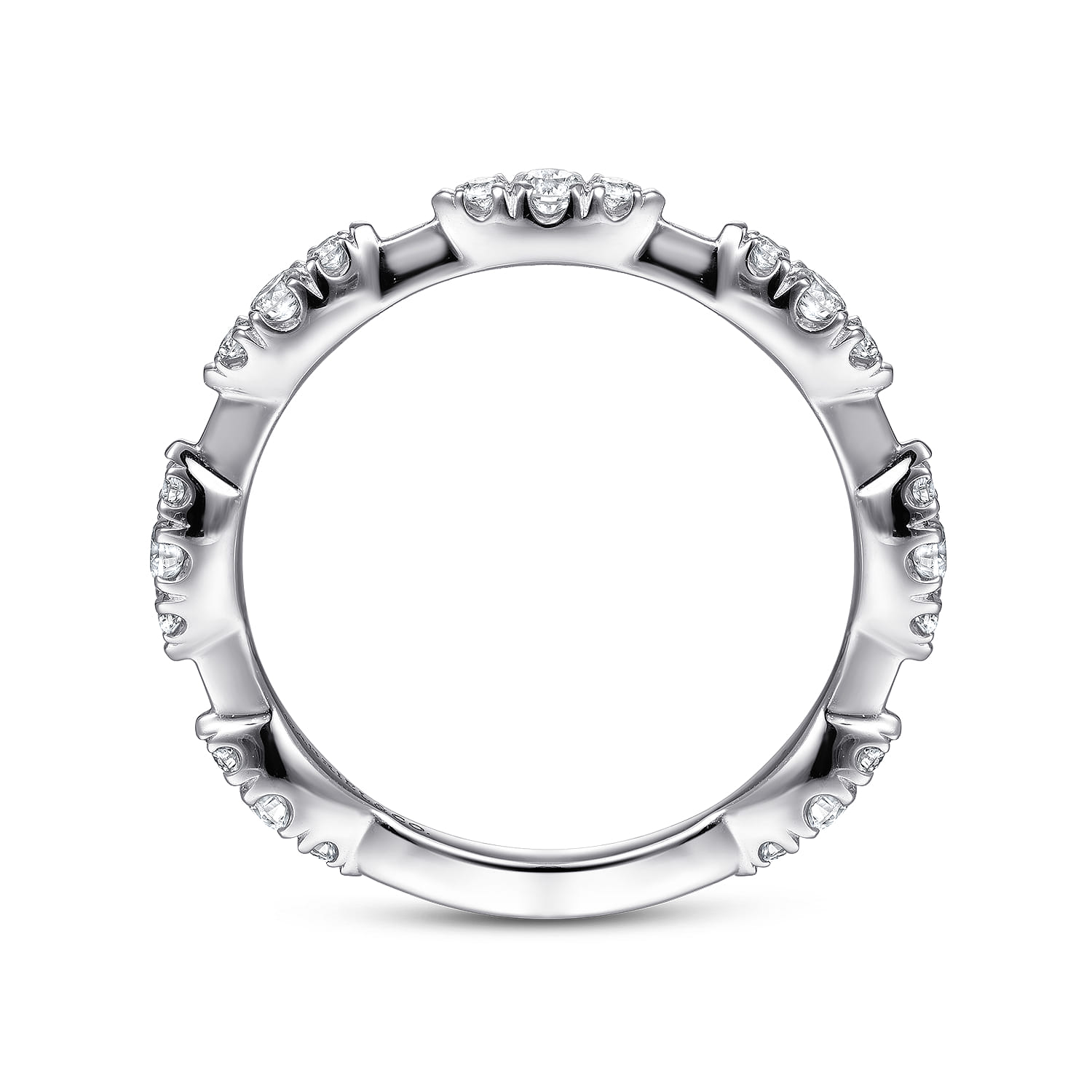 Diamond Cluster Station Stackable Ring in 14K White Gold, photograph 2
