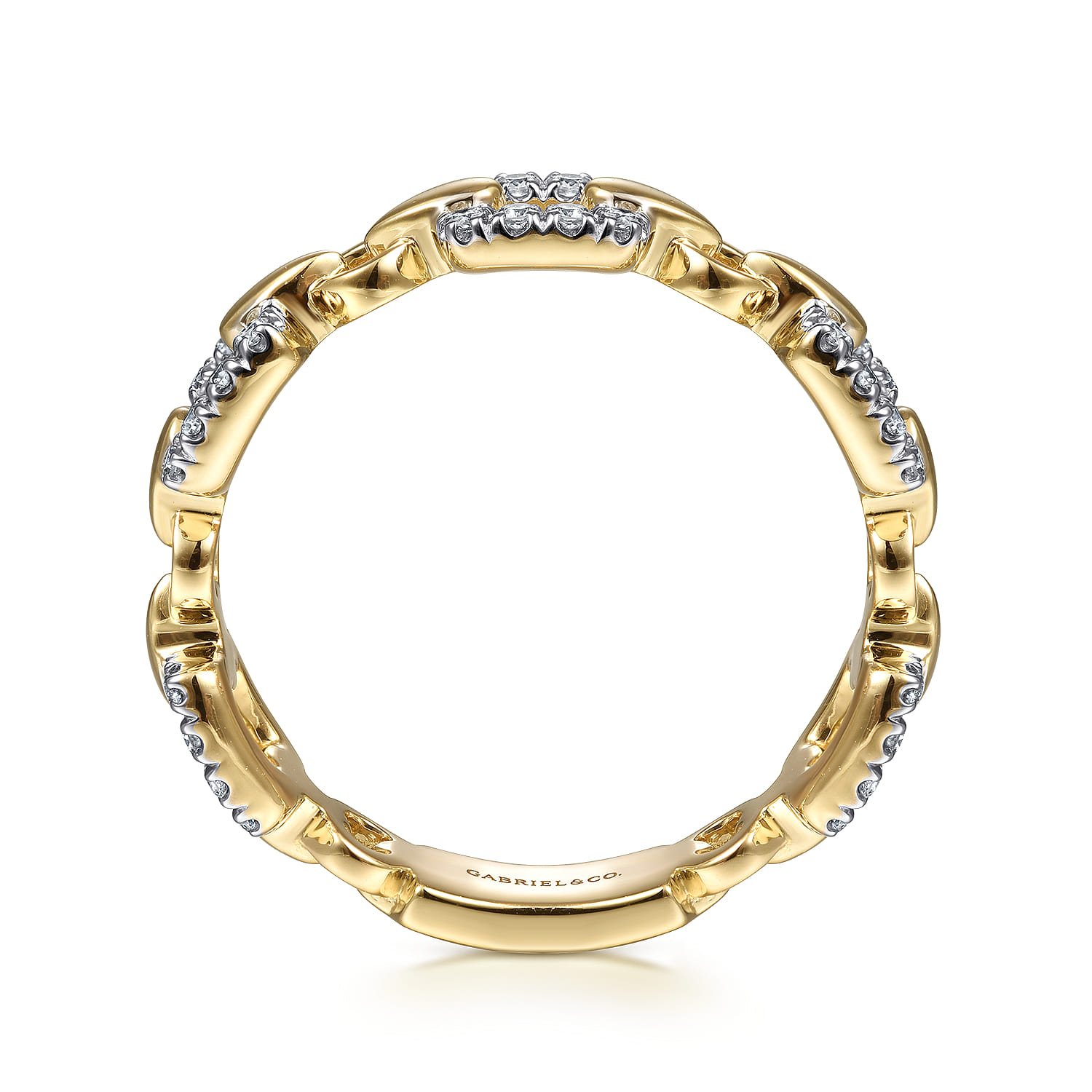 Diamond and Chain Link Ring in 14K Yellow Gold, photograph 2