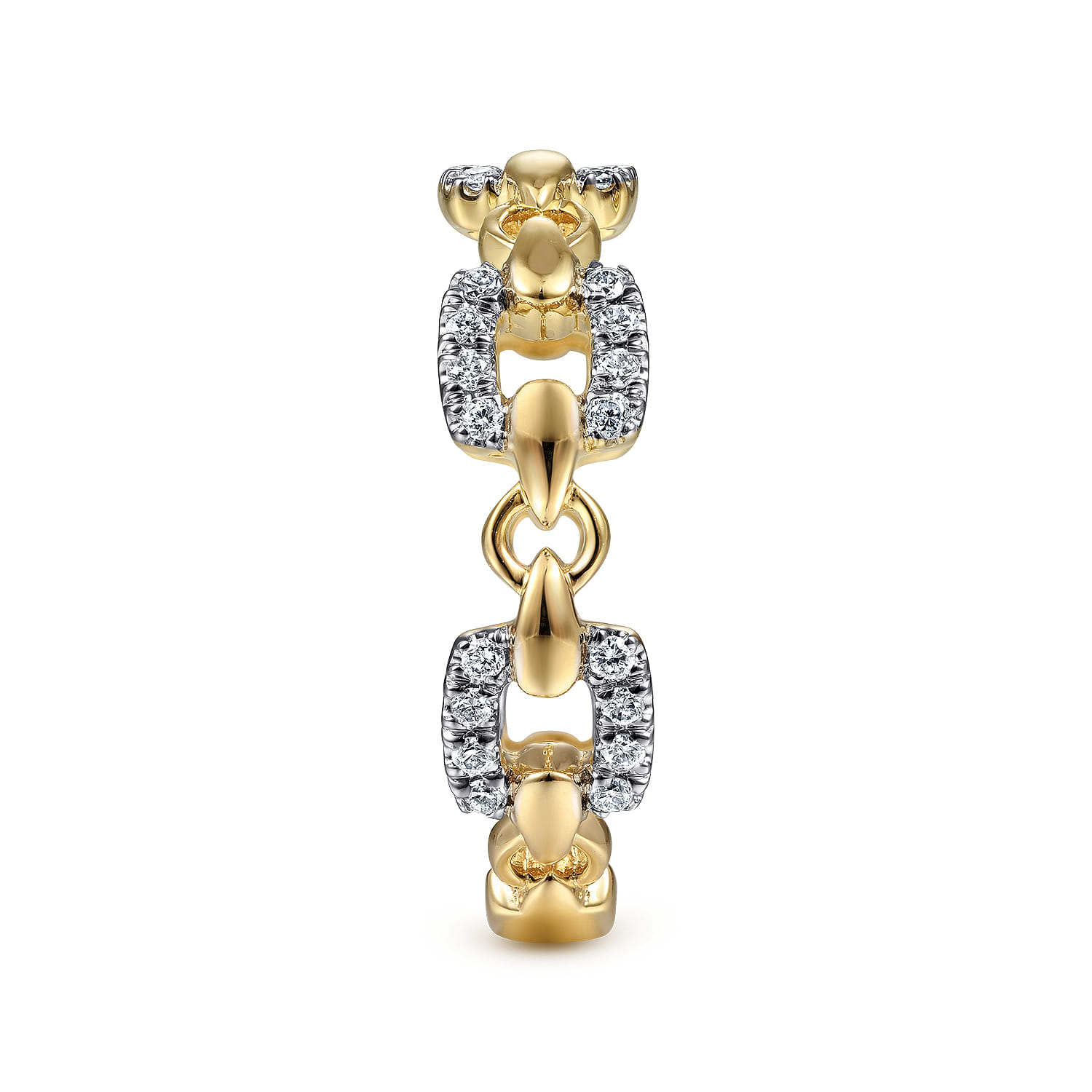 Diamond and Chain Link Ring in 14K Yellow Gold, photograph 4