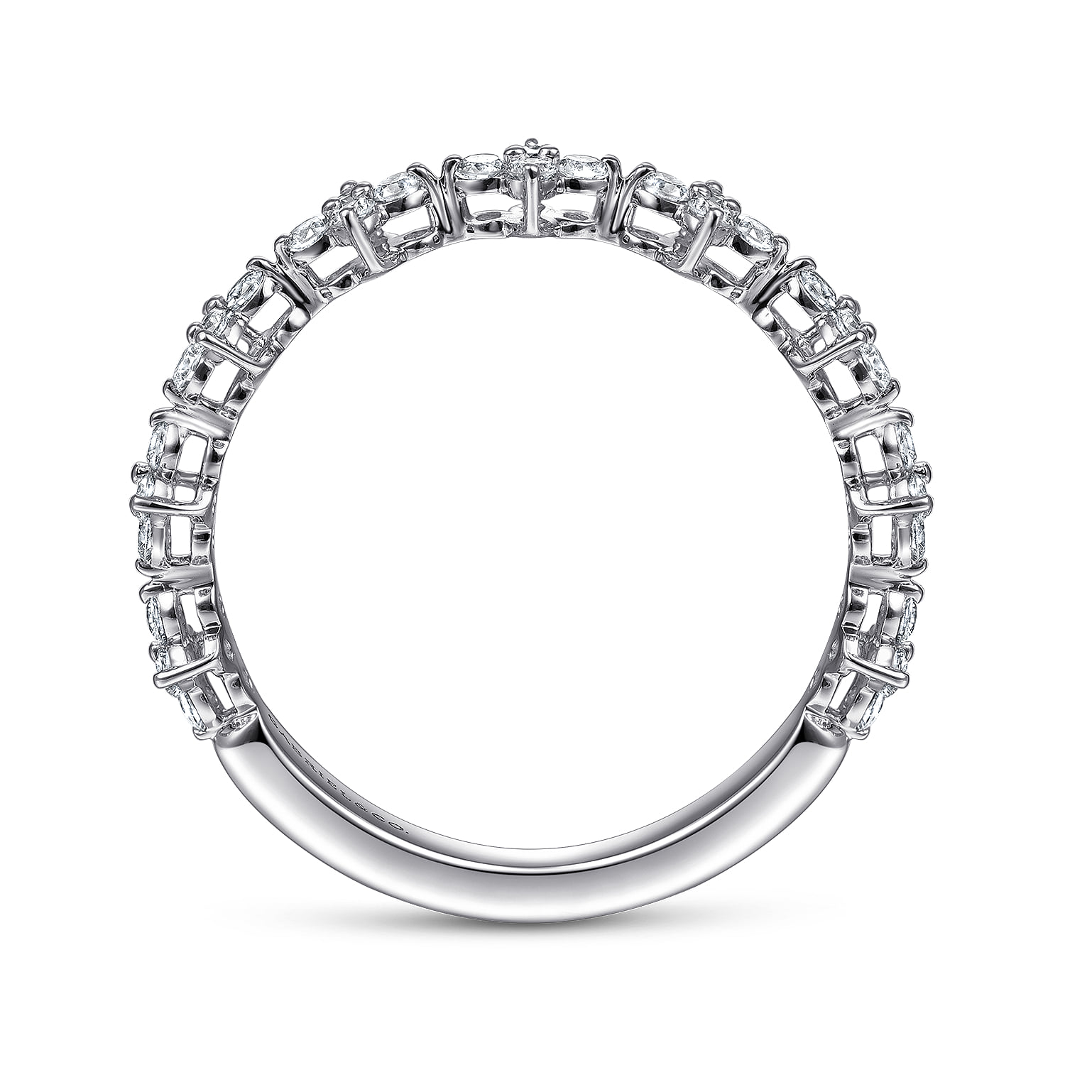 Diamond Clover Station Stackable Ring in 14K White Gold, photograph 2