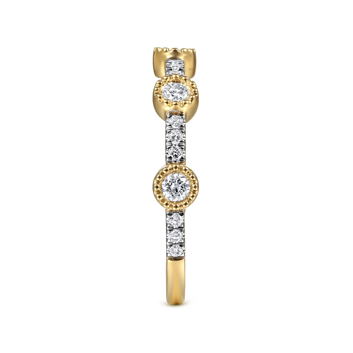 Diamond Station Stackable Ring in 14K Yellow Gold, photograph 4