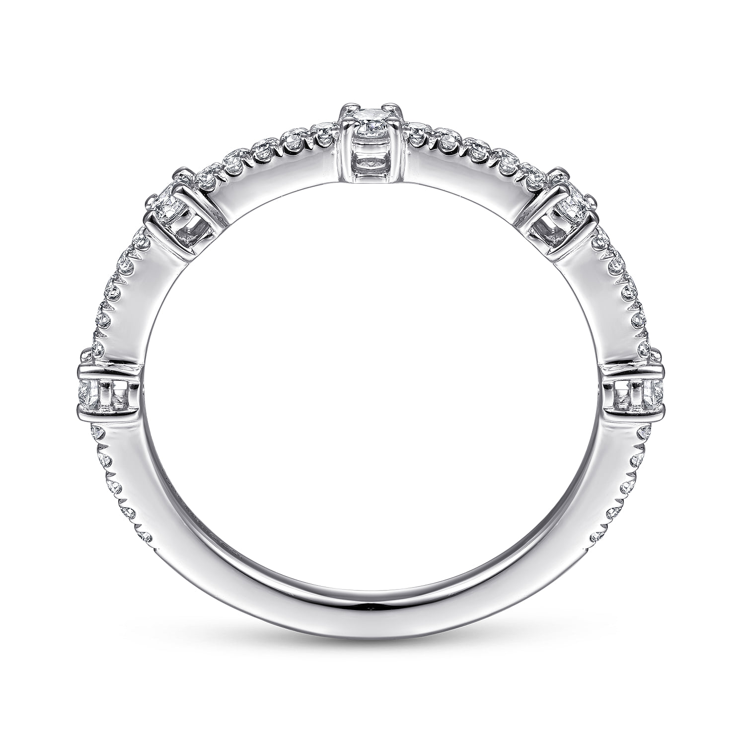 Diamond Station Stackable Ring in 14K White Gold, photograph 2