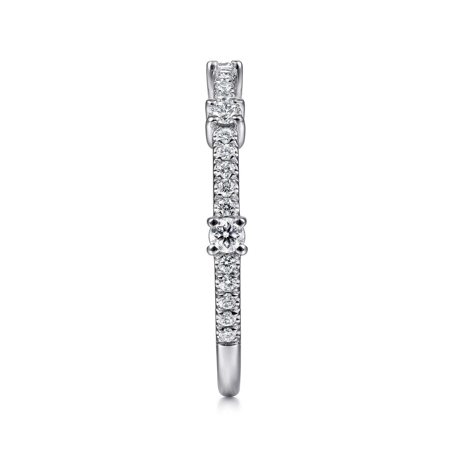 Diamond Station Stackable Ring in 14K White Gold, photograph 4