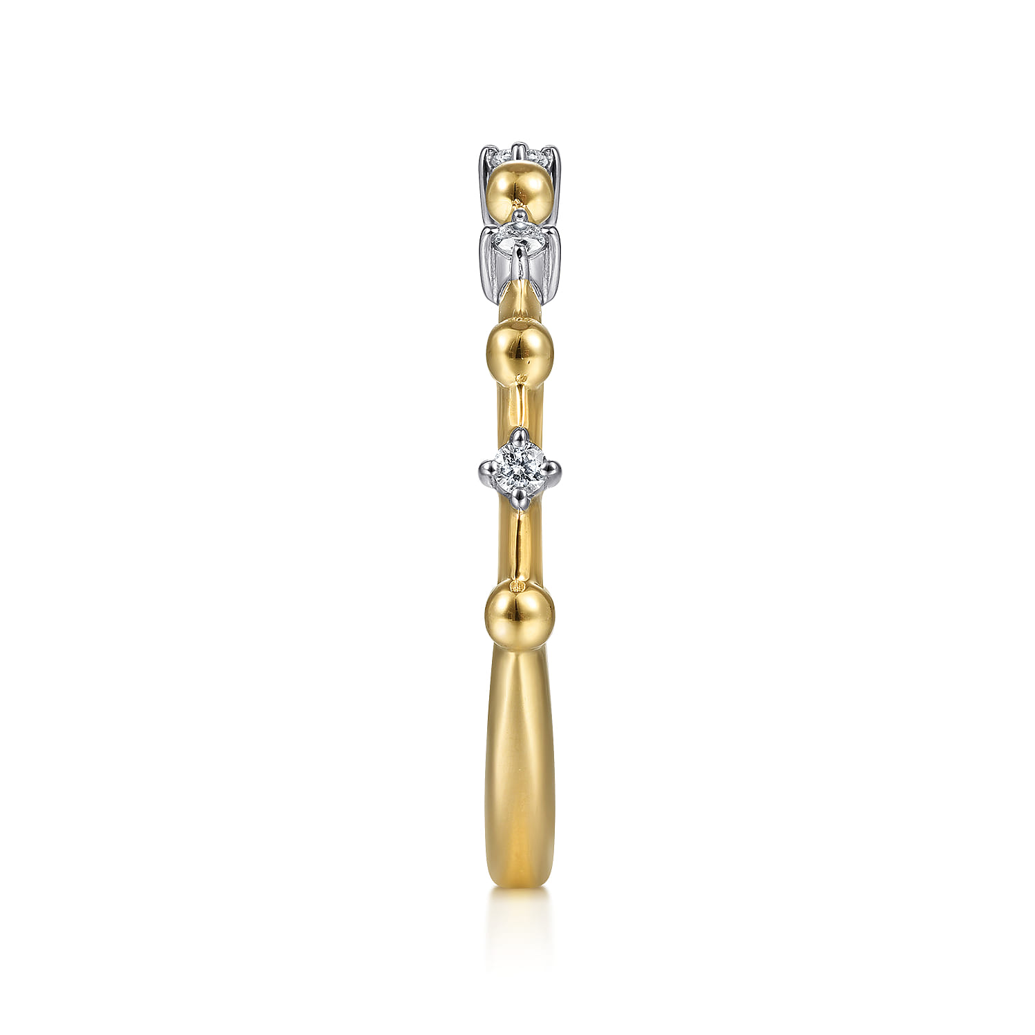 Bujukan and Diamond Station Alternating Ring in 14K Yellow Gold, photograph 4