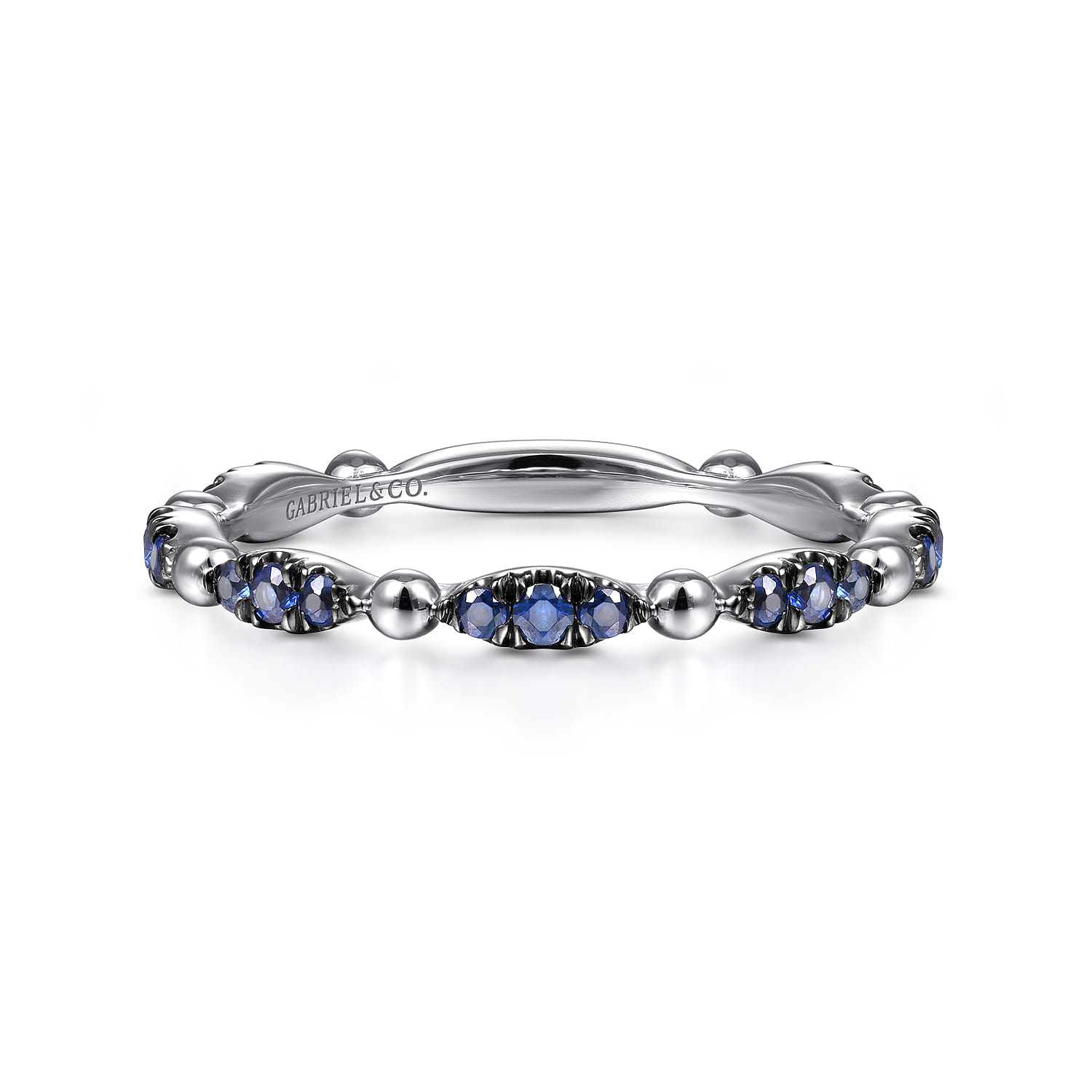 Cluster Sapphire and Bujukan Ball Stackable Ring in 14K White Gold