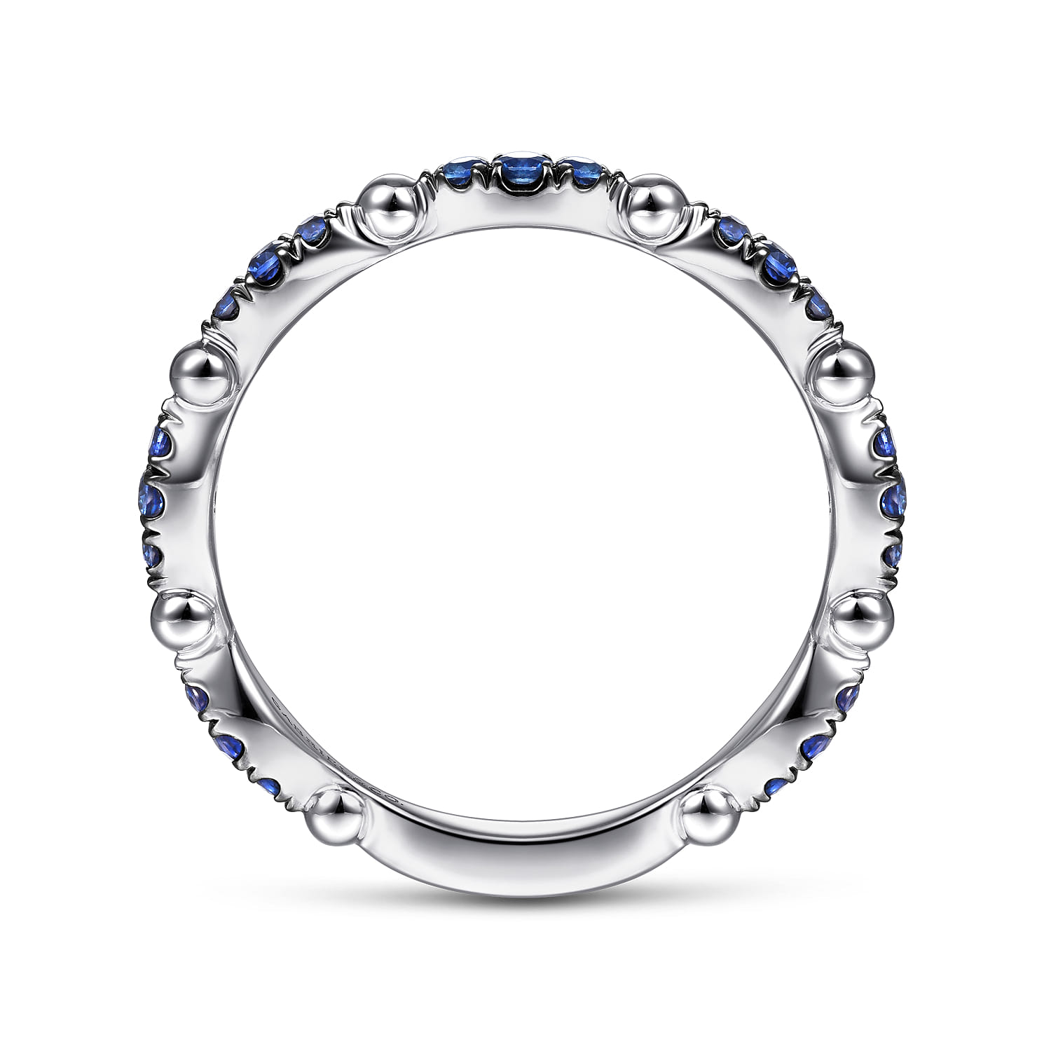 Cluster Sapphire and Bujukan Ball Stackable Ring in 14K White Gold, photograph 2