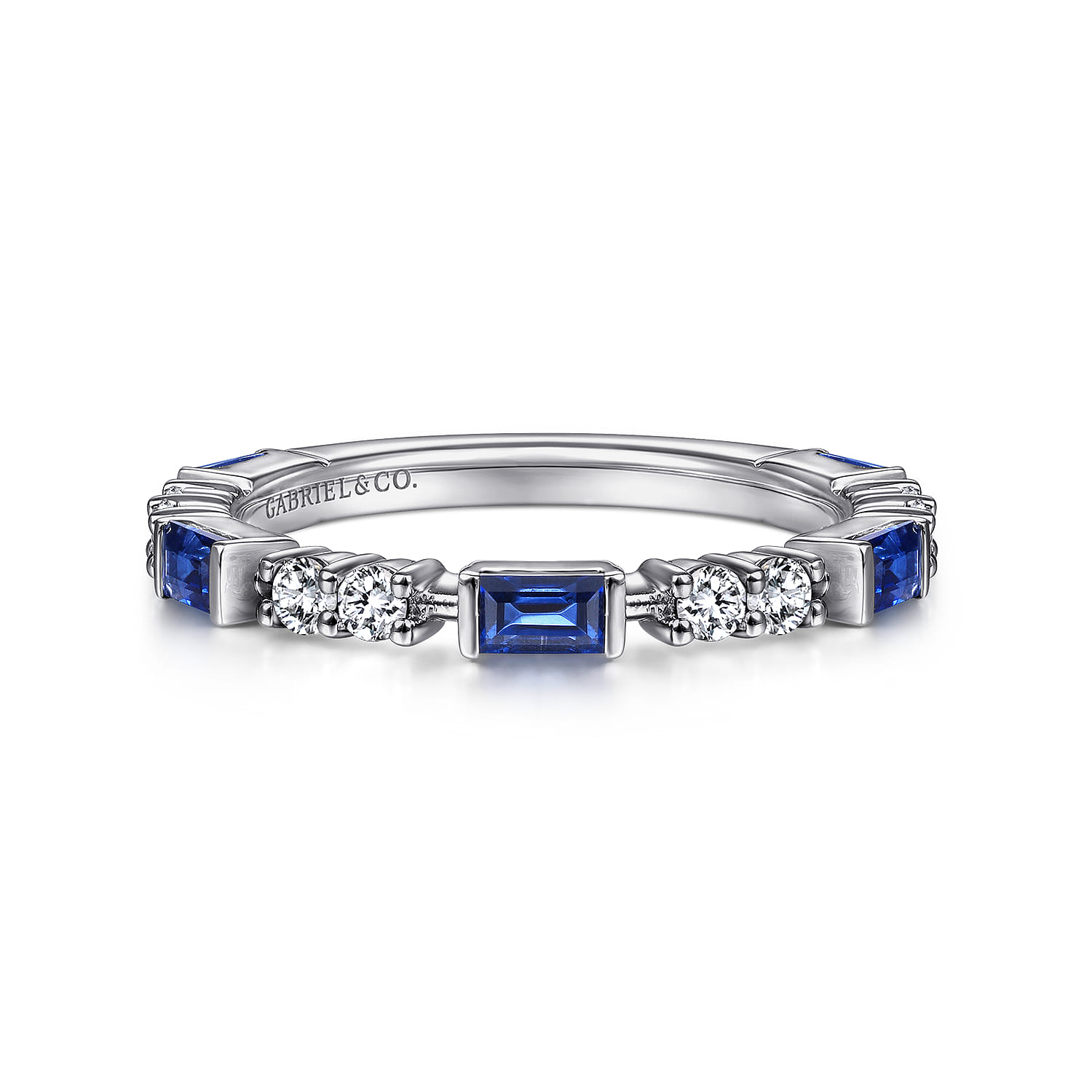 Alternating Sapphire Baguette and Diamond Ring