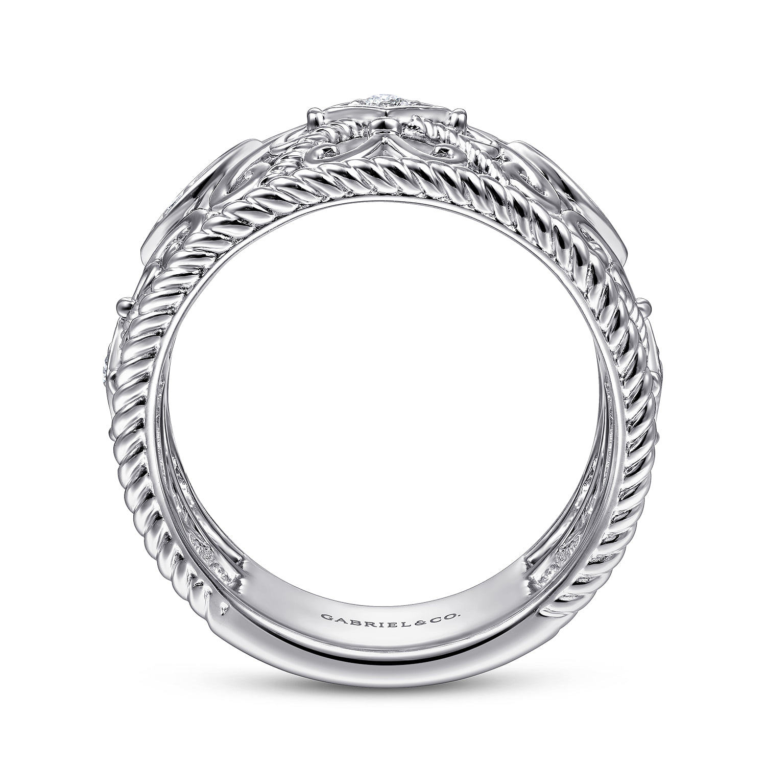 Floral Openwork White Sapphire Ring in Sterling Silver, photograph 2