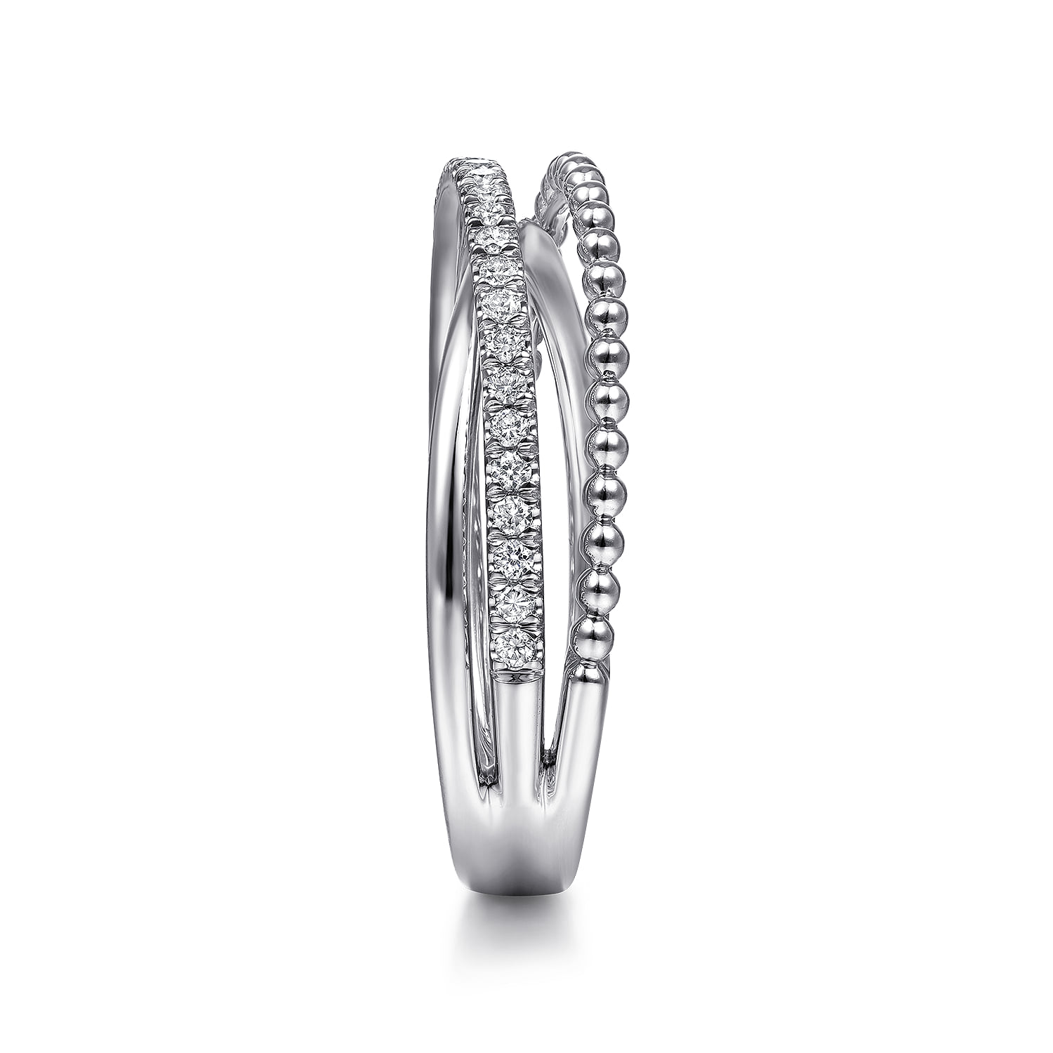 White Sapphire Bujukan Criss Cross Ring in Sterling Silver, photograph 4