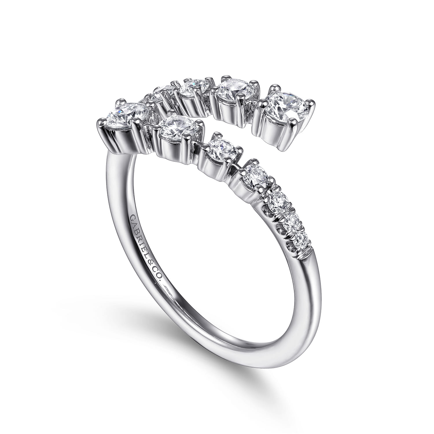 Diamond Bypass Open Ring in 14K White Gold, photograph 3