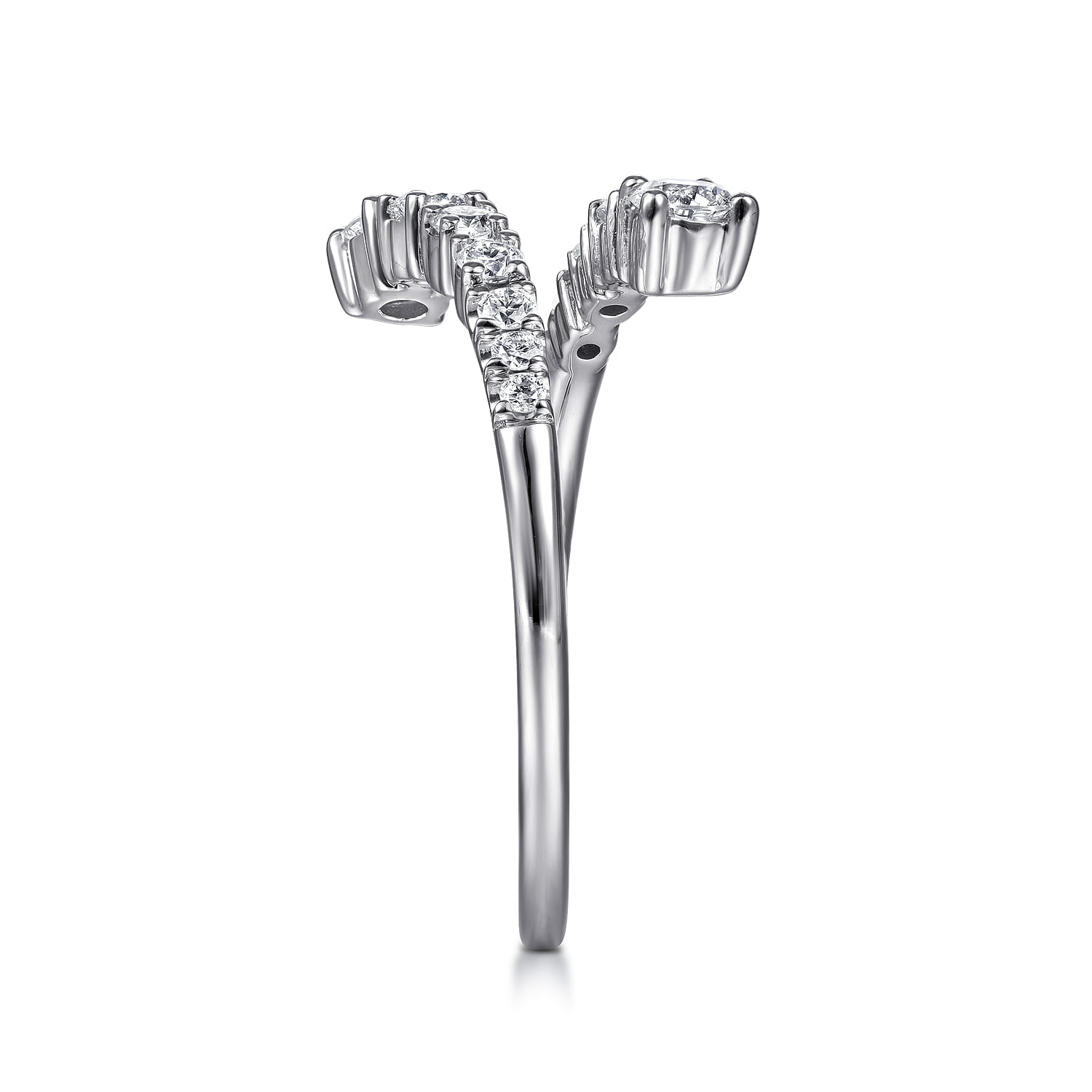 Diamond Bypass Open Ring in 14K White Gold, photograph 4