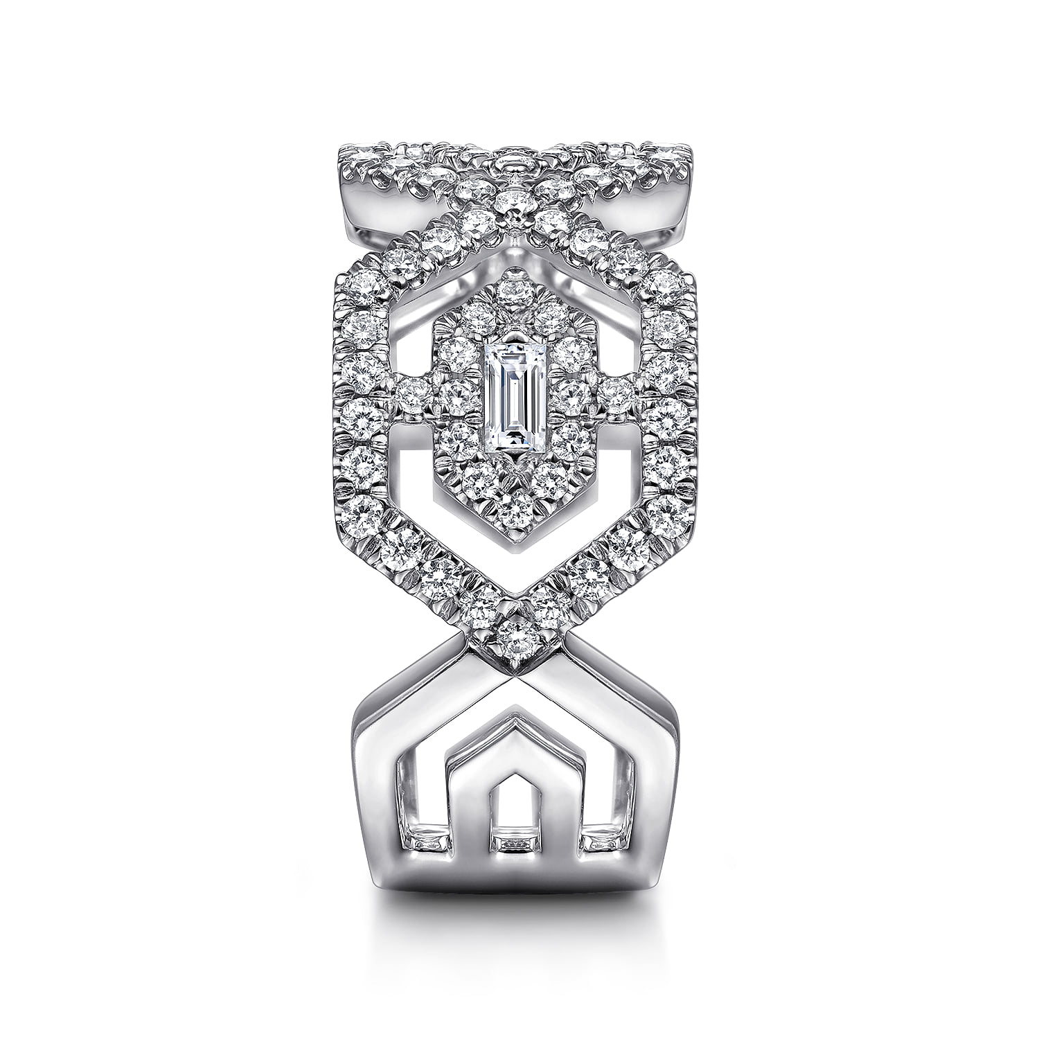 Geometric Open Diamond Ring in 14K White Gold, photograph 4