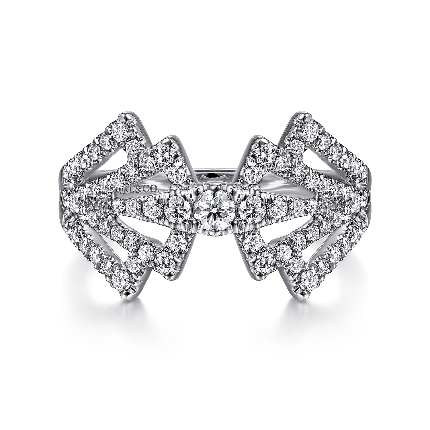 Diamond Fan Corset Ring in 14K White Gold