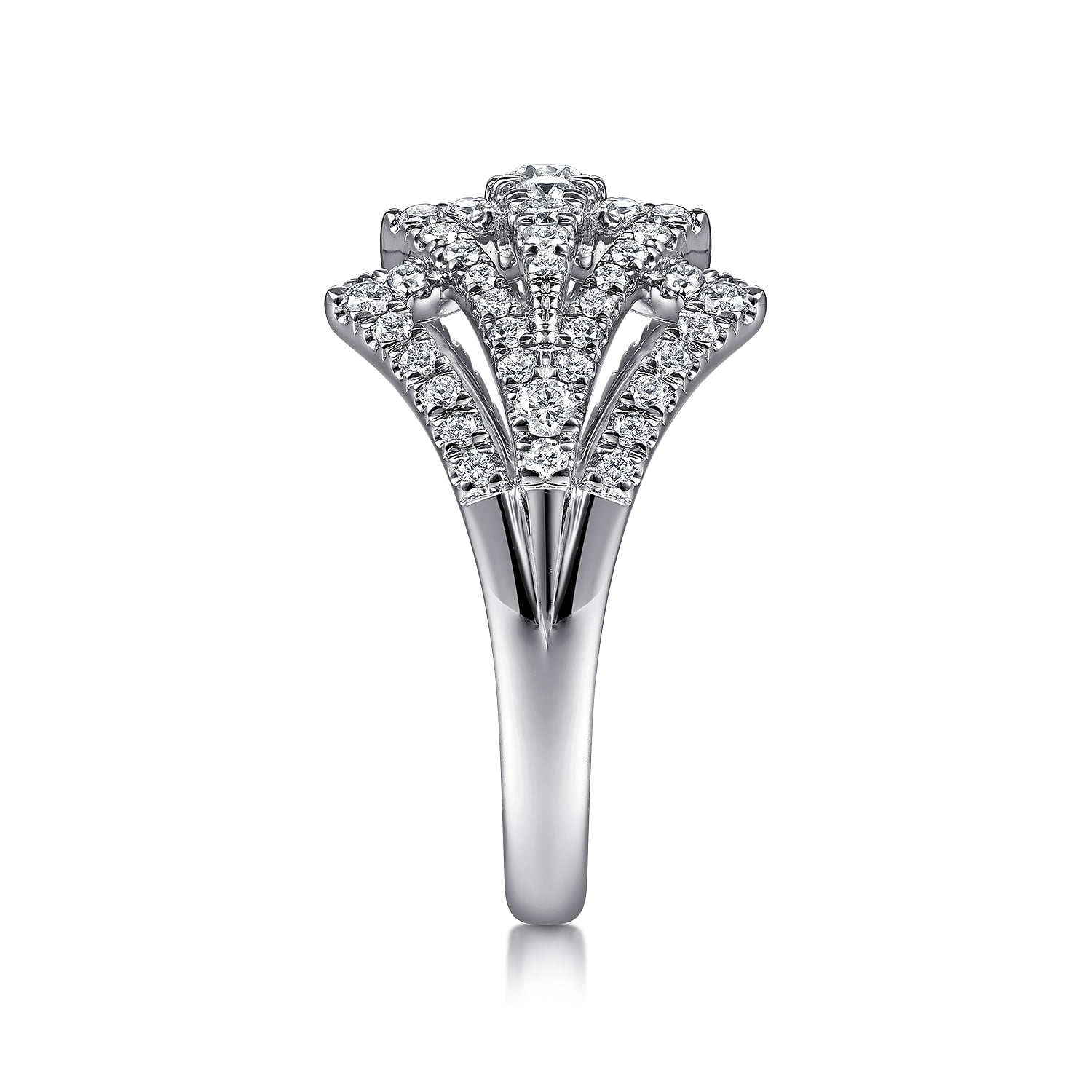 Diamond Fan Corset Ring in 14K White Gold, photograph 4