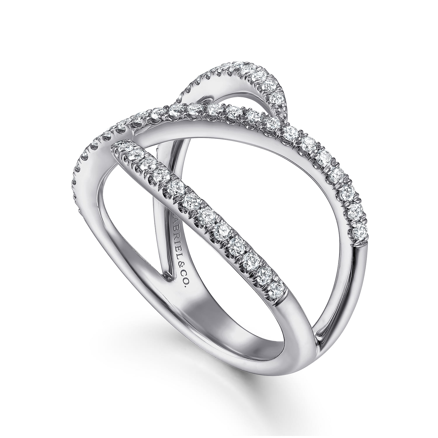 Abstract Diamond Bypass Wrap Ring in 14K White Gold, photograph 3