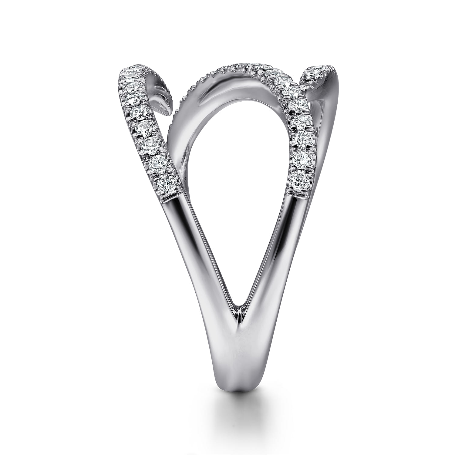 Abstract Diamond Bypass Wrap Ring in 14K White Gold, photograph 4