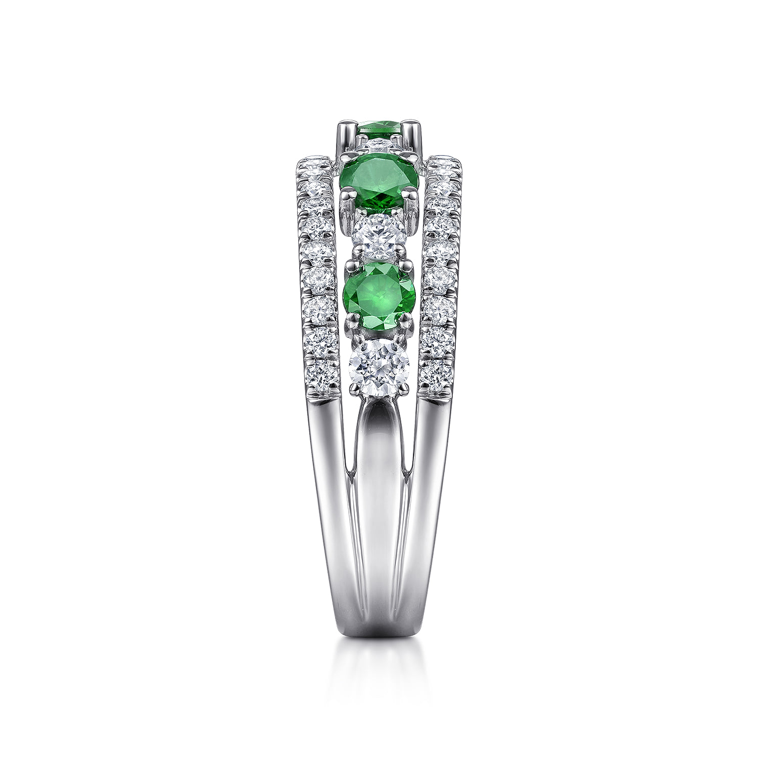 Diamond and Emerald Ladies Ring in 14K White Gold, photograph 4