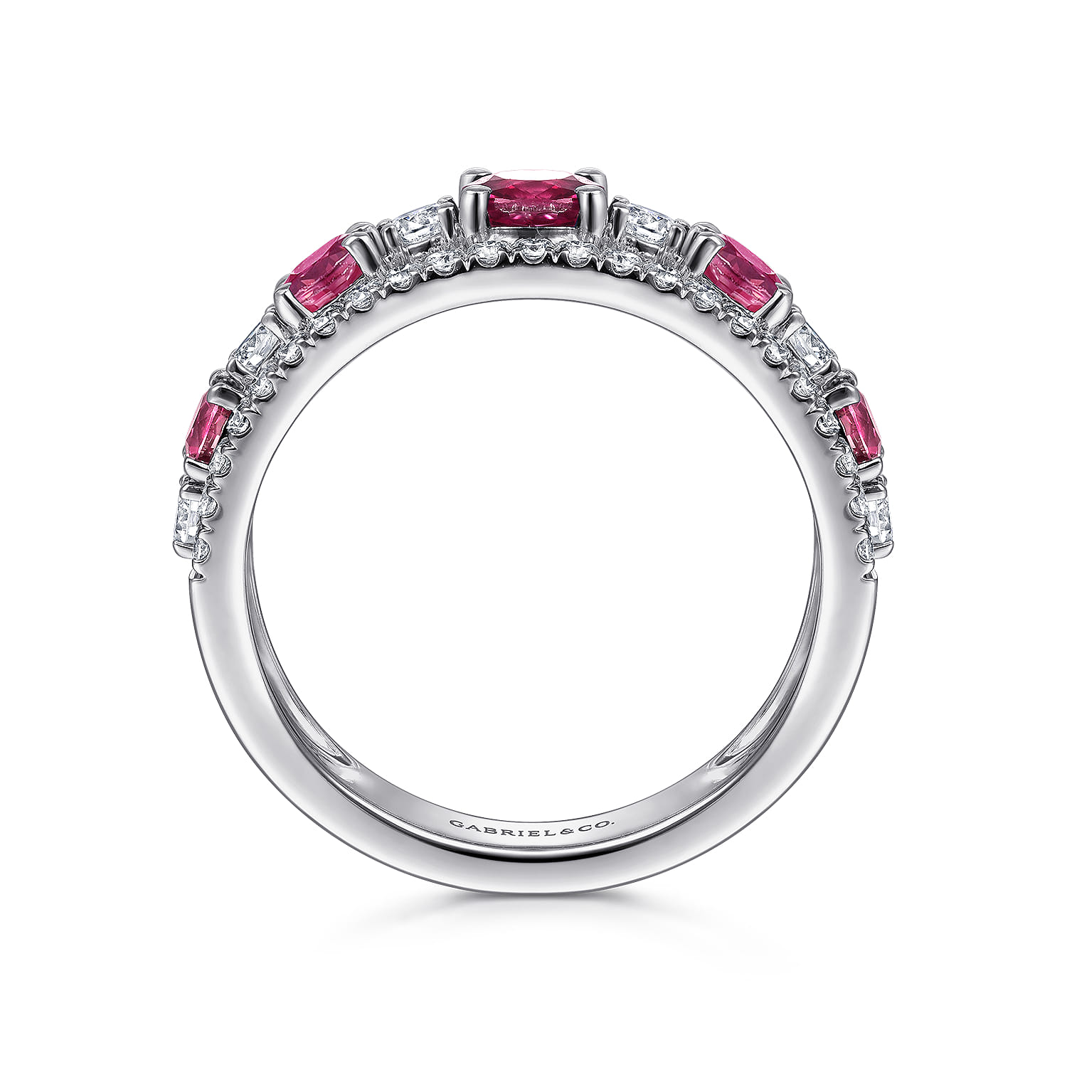 Diamond and Ruby Ladies Ring in 14K White Gold, photograph 2