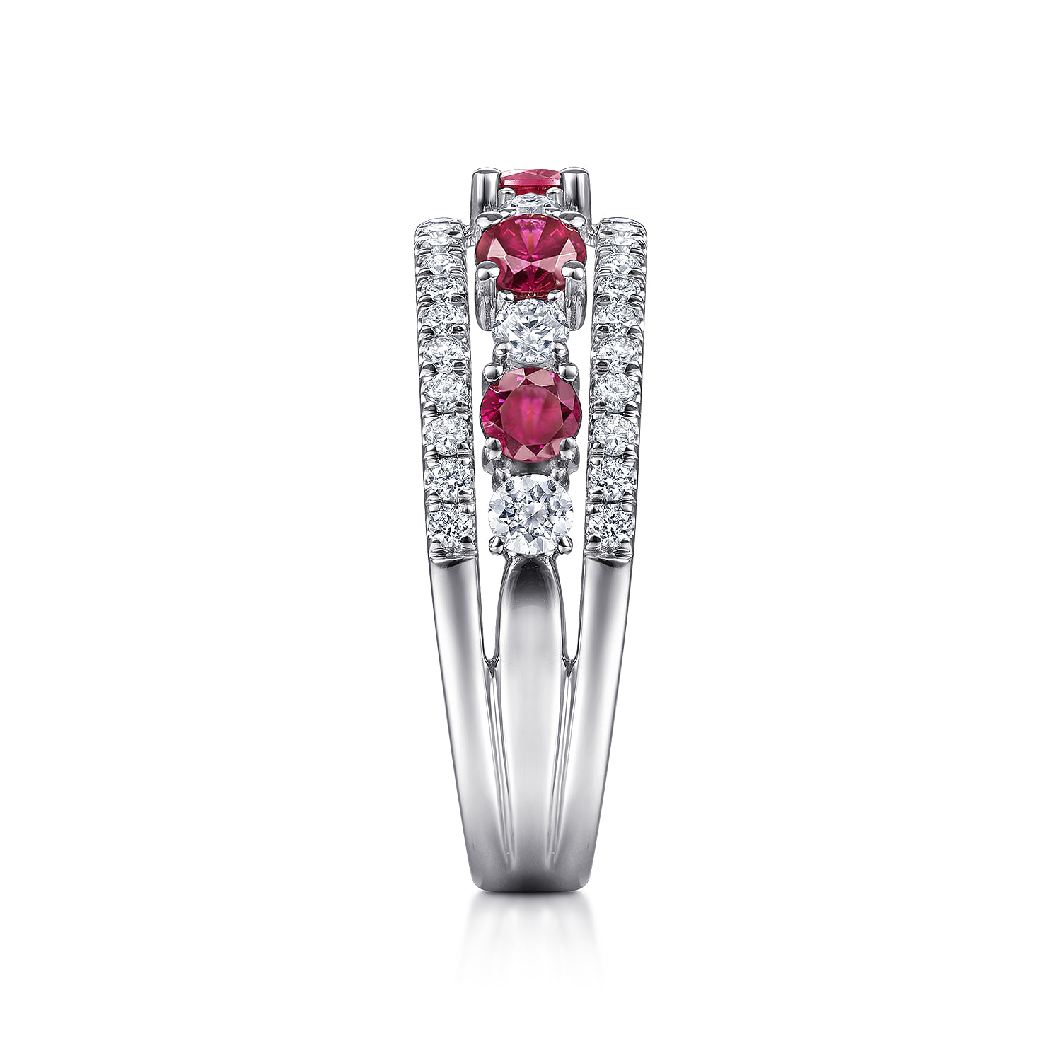 Diamond and Ruby Ladies Ring in 14K White Gold, photograph 4