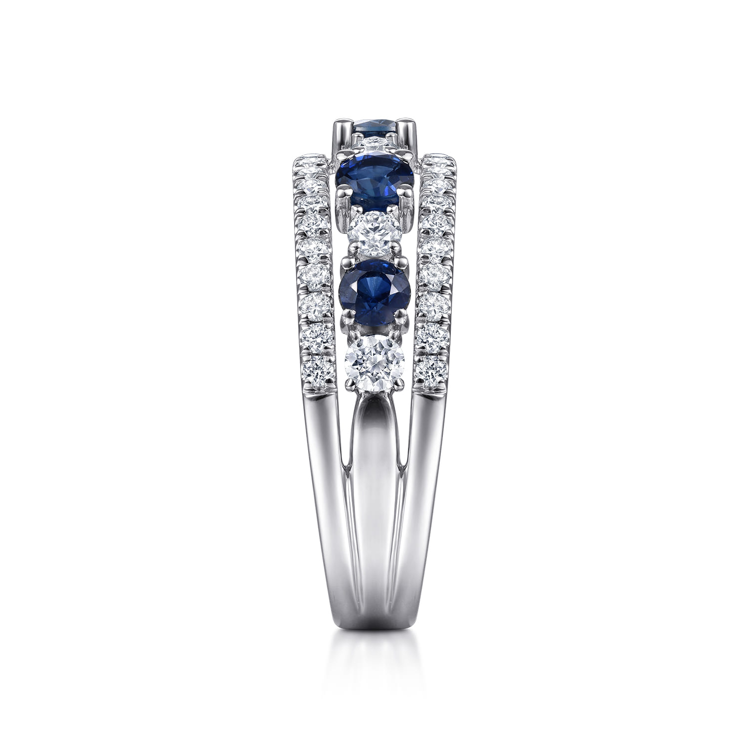 Round Sapphire and Diamond Ring in 14K White Gold, photograph 4