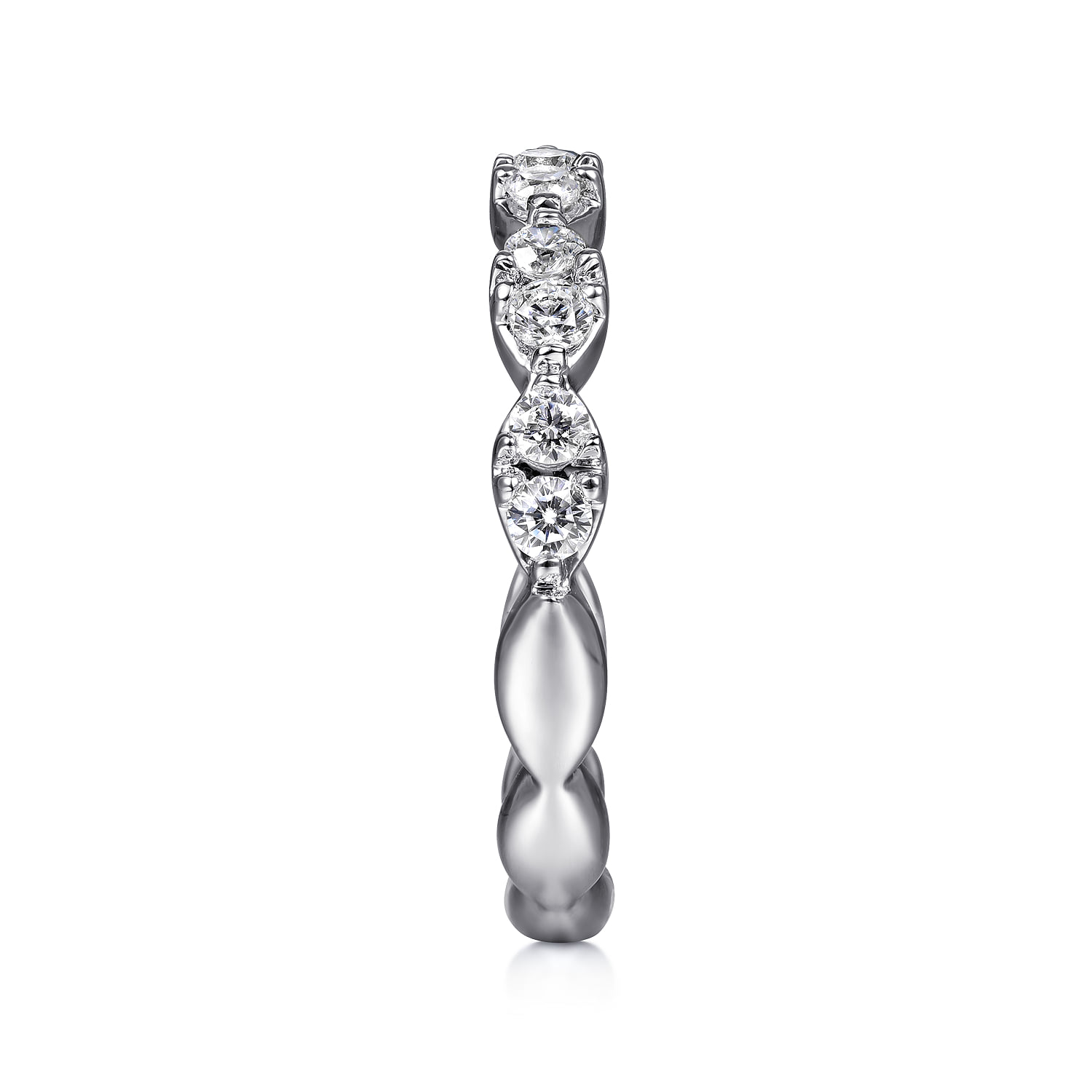 Diamond Cluster Stackable Ring in 14K White Gold, photograph 4
