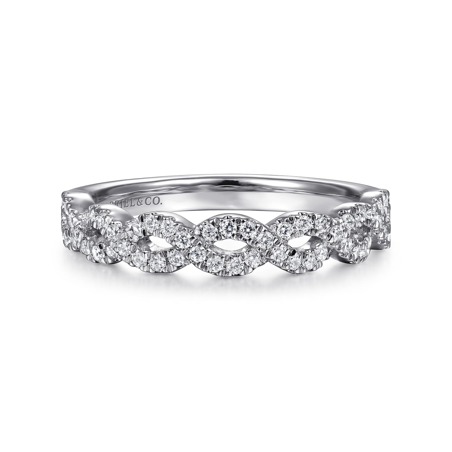 Twisted Diamond Stackable Ring in 14K White Gold