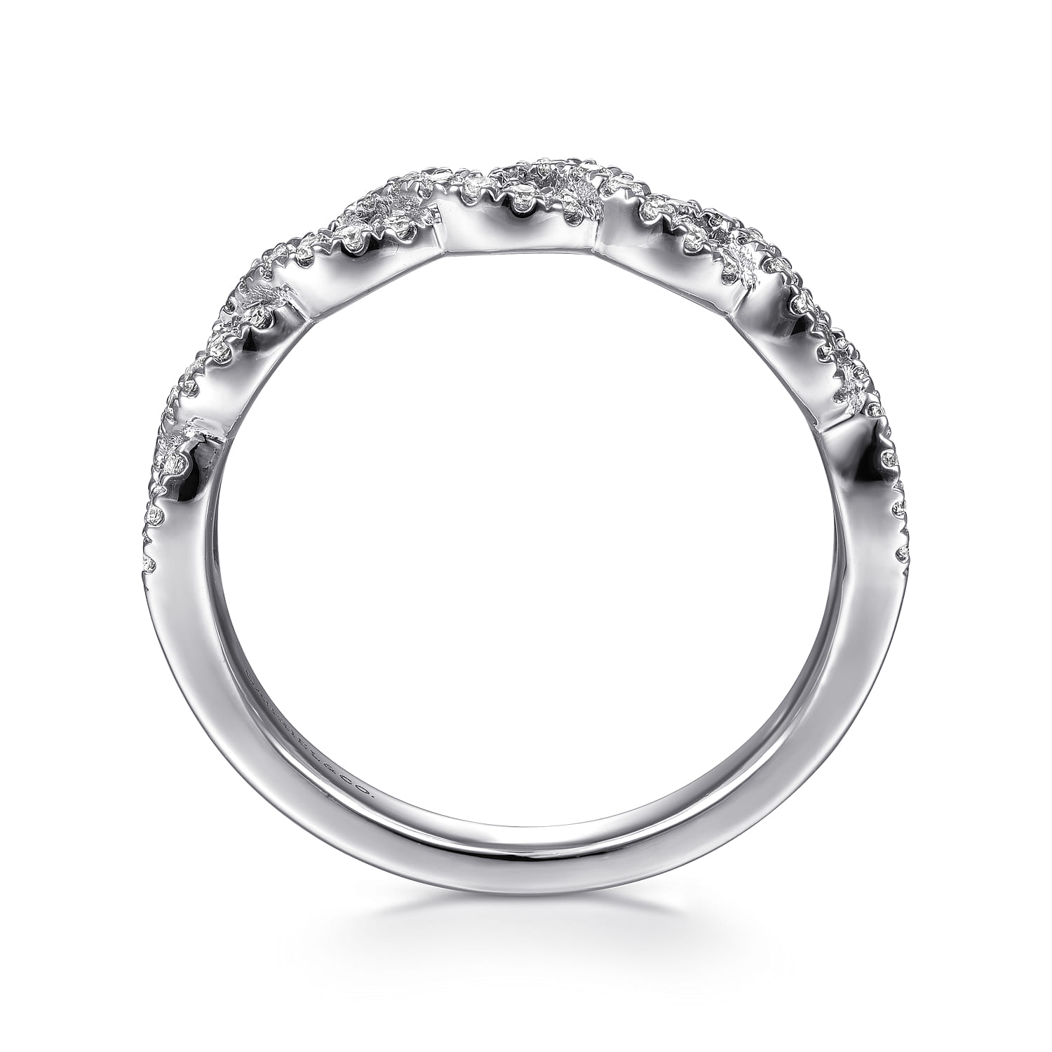 Twisted Diamond Stackable Ring in 14K White Gold, photograph 2
