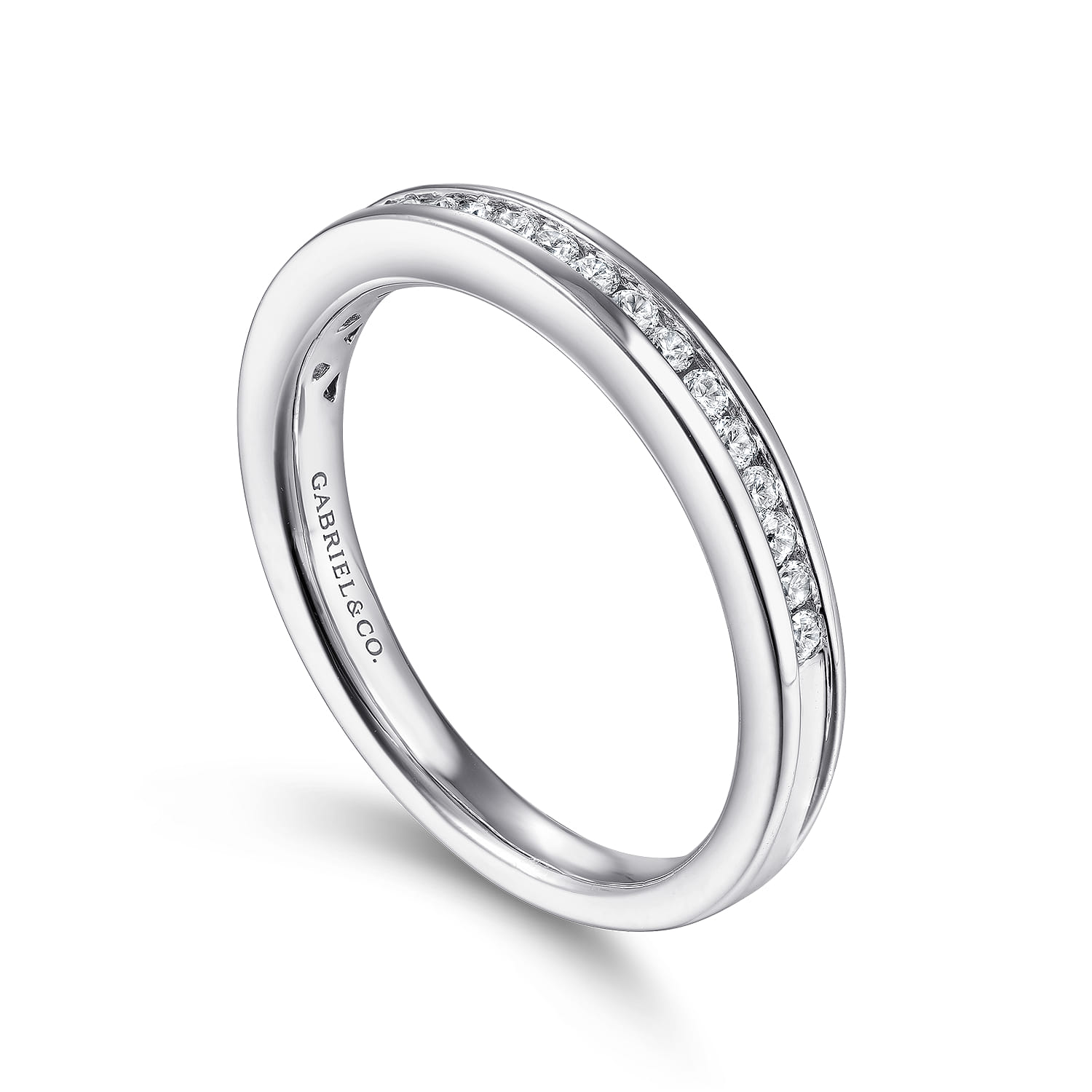 Channel Set Diamond Stackable Ring in 14K White Gold, photograph 3