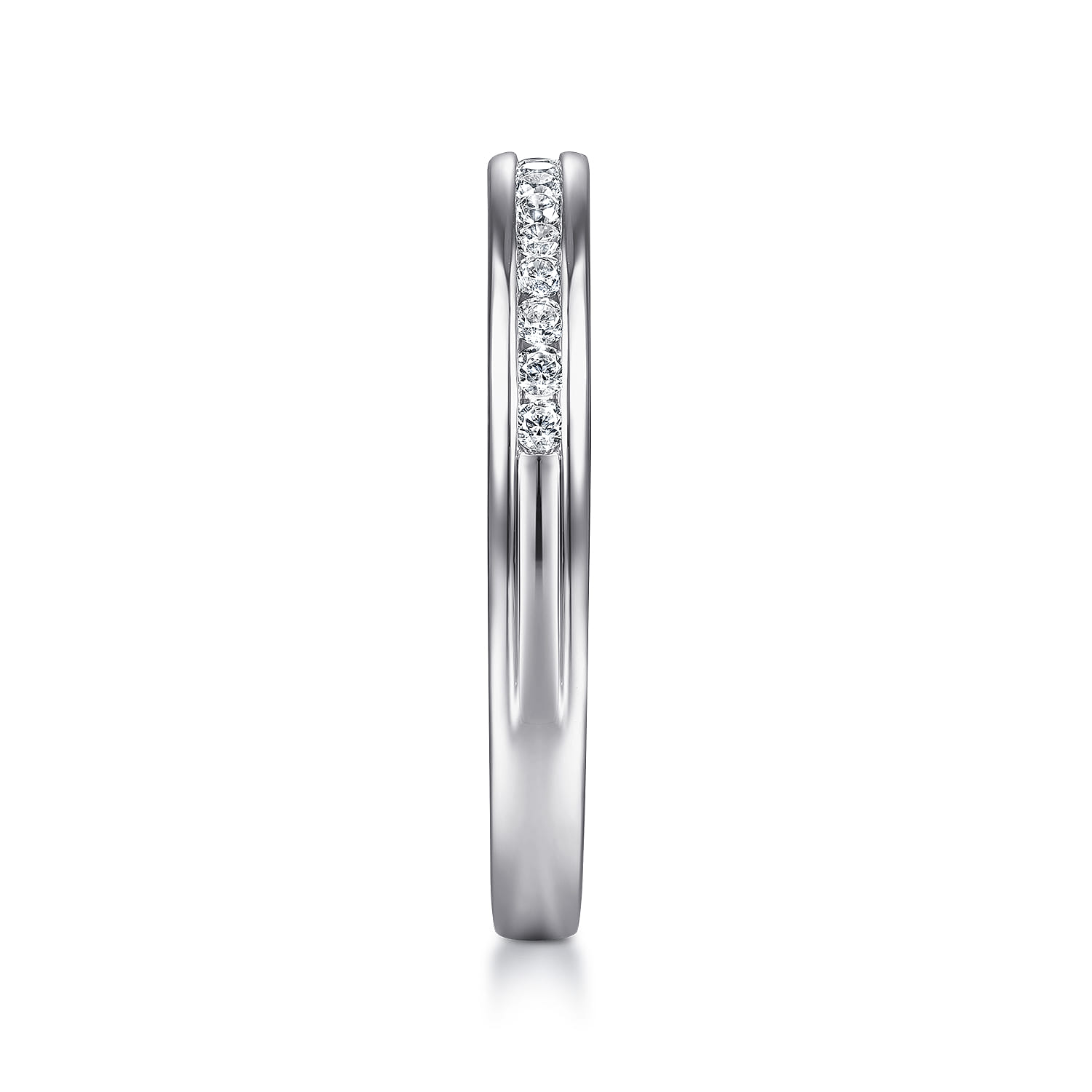 Channel Set Diamond Stackable Ring in 14K White Gold, photograph 4