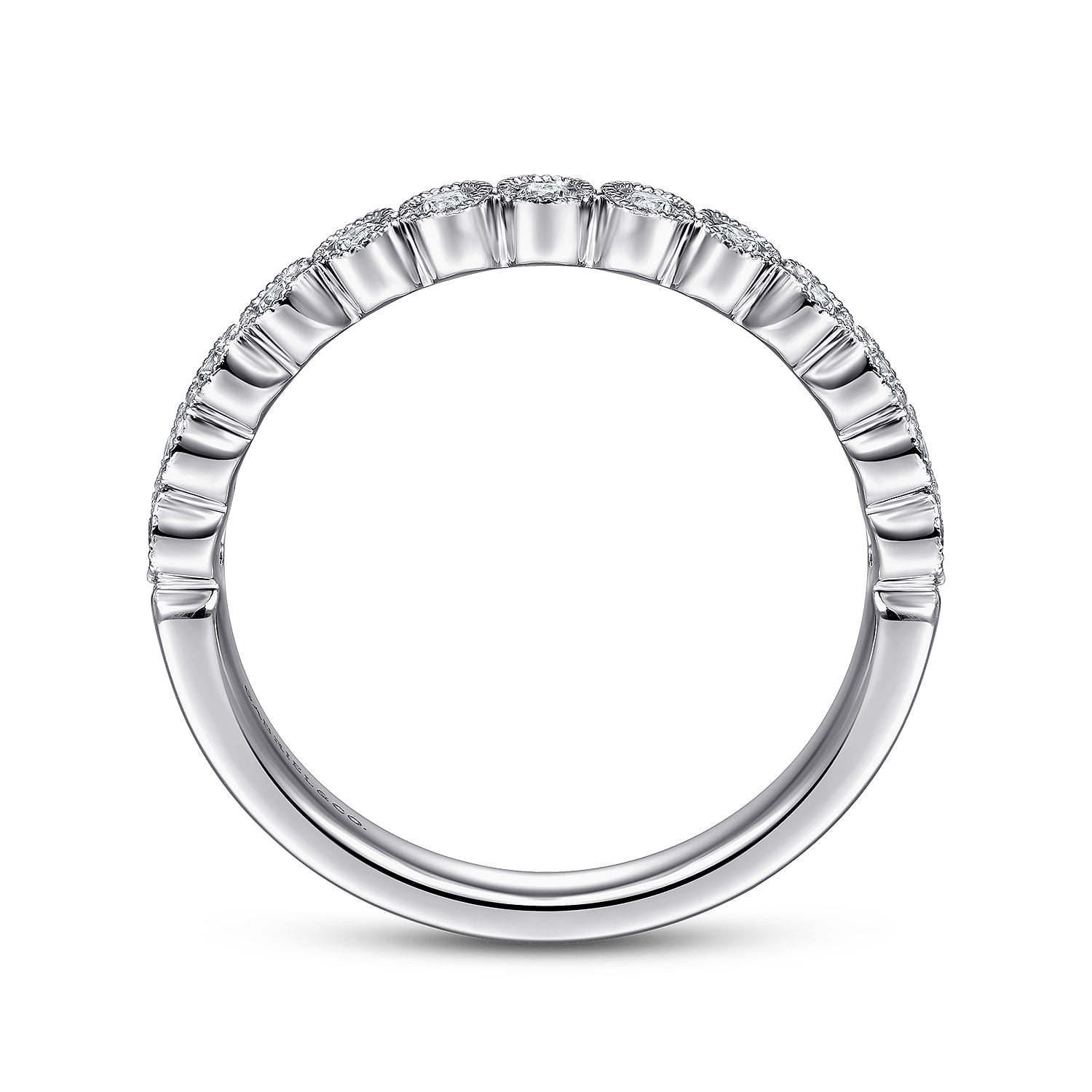 Bezel Set Diamond Stackable Ring in 14K White Gold, photograph 2