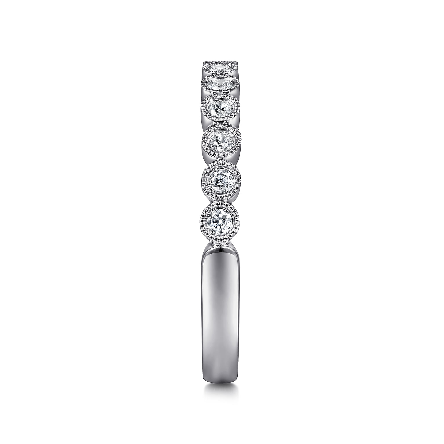 Bezel Set Diamond Stackable Ring in 14K White Gold, photograph 4
