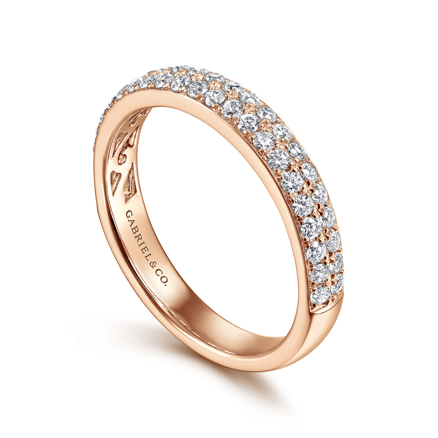 Diamond Pave Band Ring in 14K Rose Gold, photograph 3