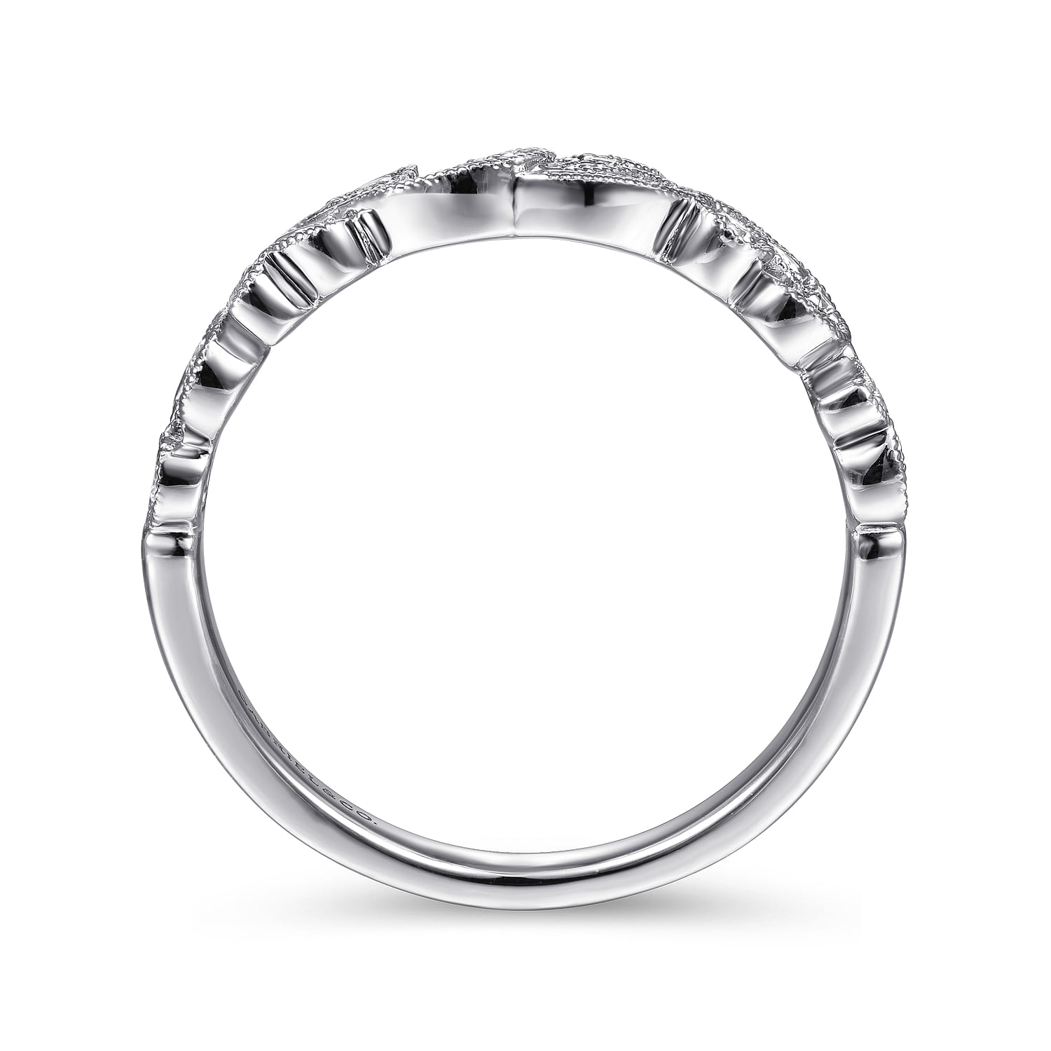 Floral Diamond Stackable Ring in 14K White Gold, photograph 2