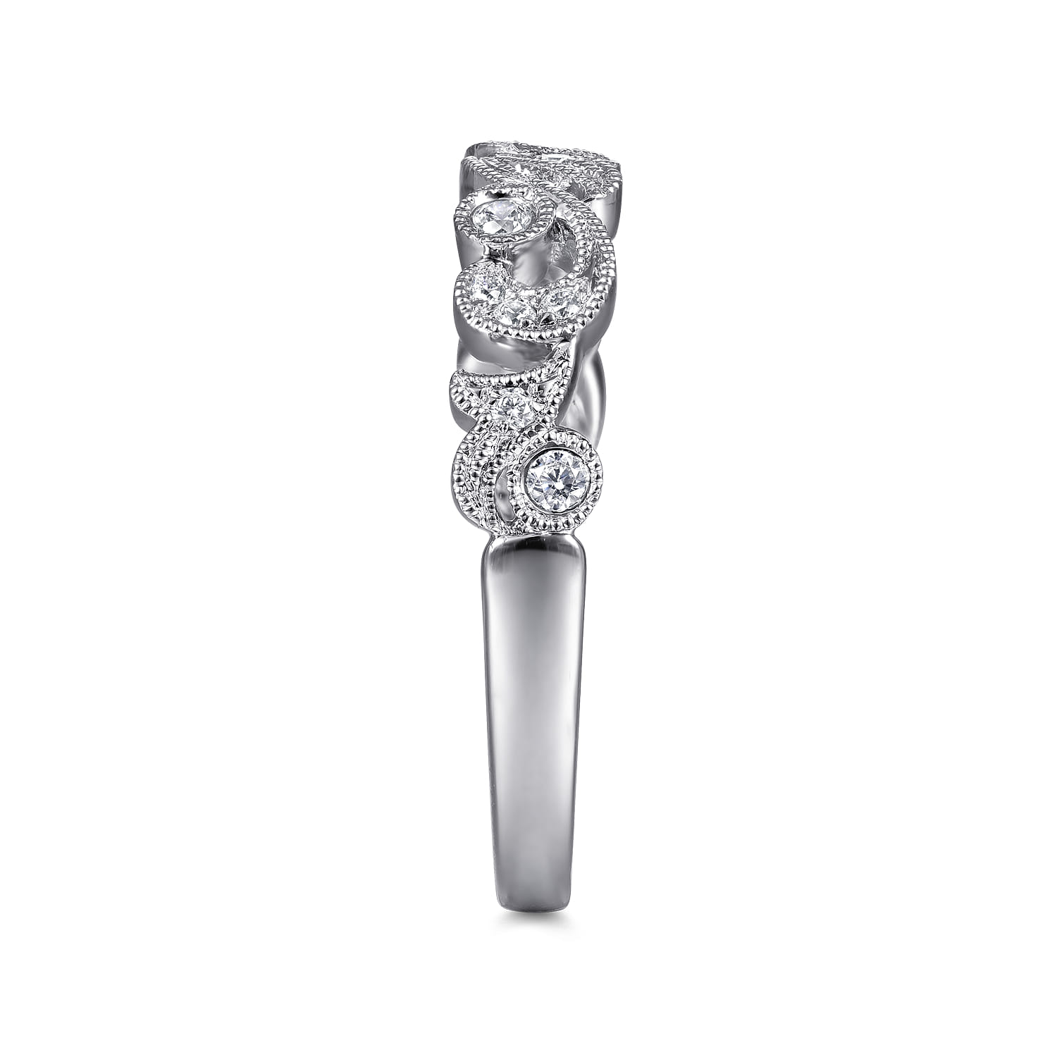 Floral Diamond Stackable Ring in 14K White Gold, photograph 4