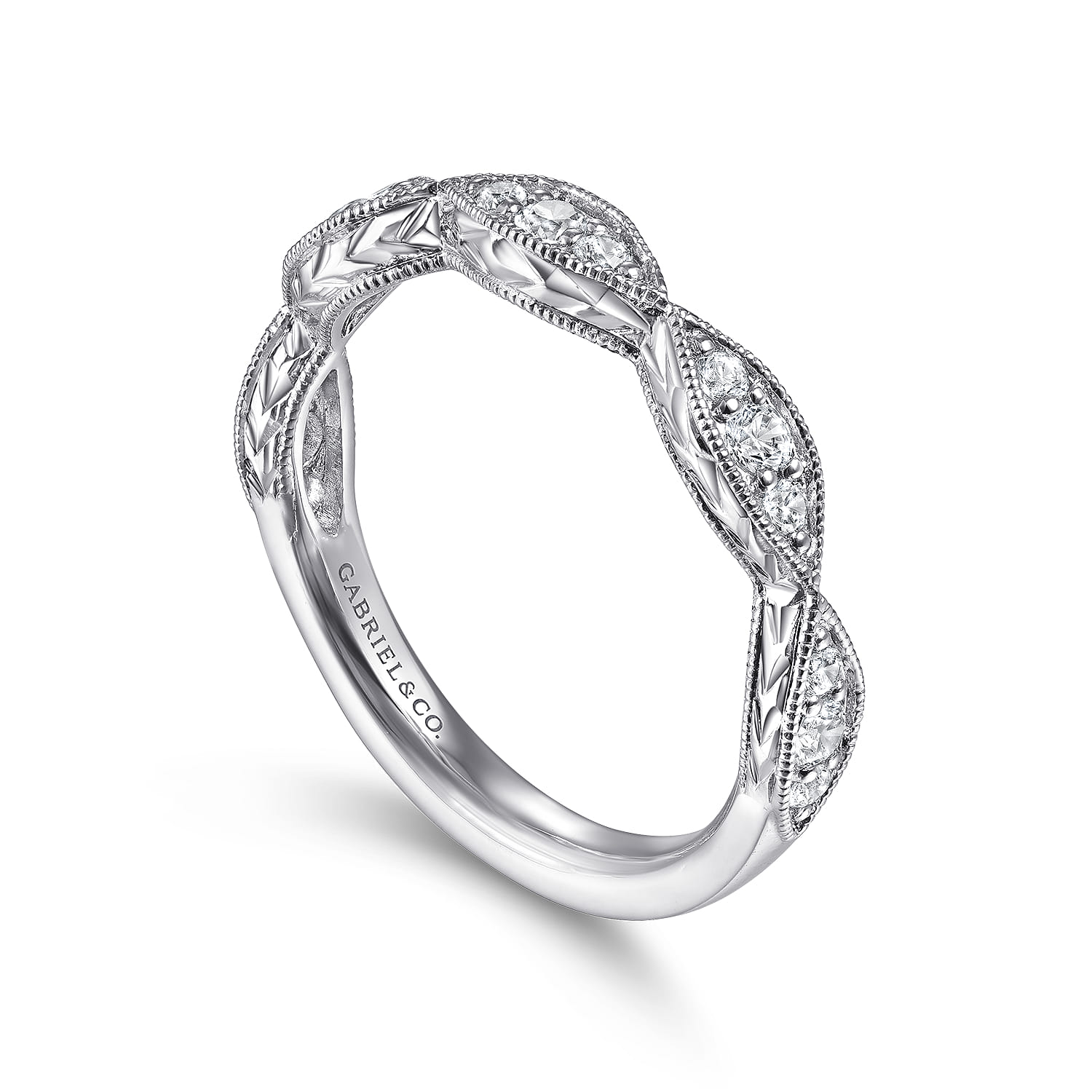 Diamond Cluster Stackable Ring in 14K White Gold, photograph 3