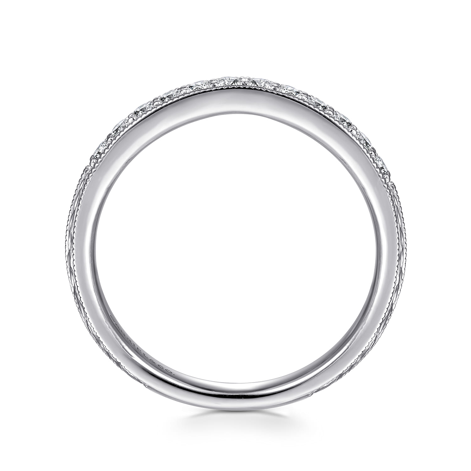 Diamond Pave Band RIng in 14K White Gold, photograph 2