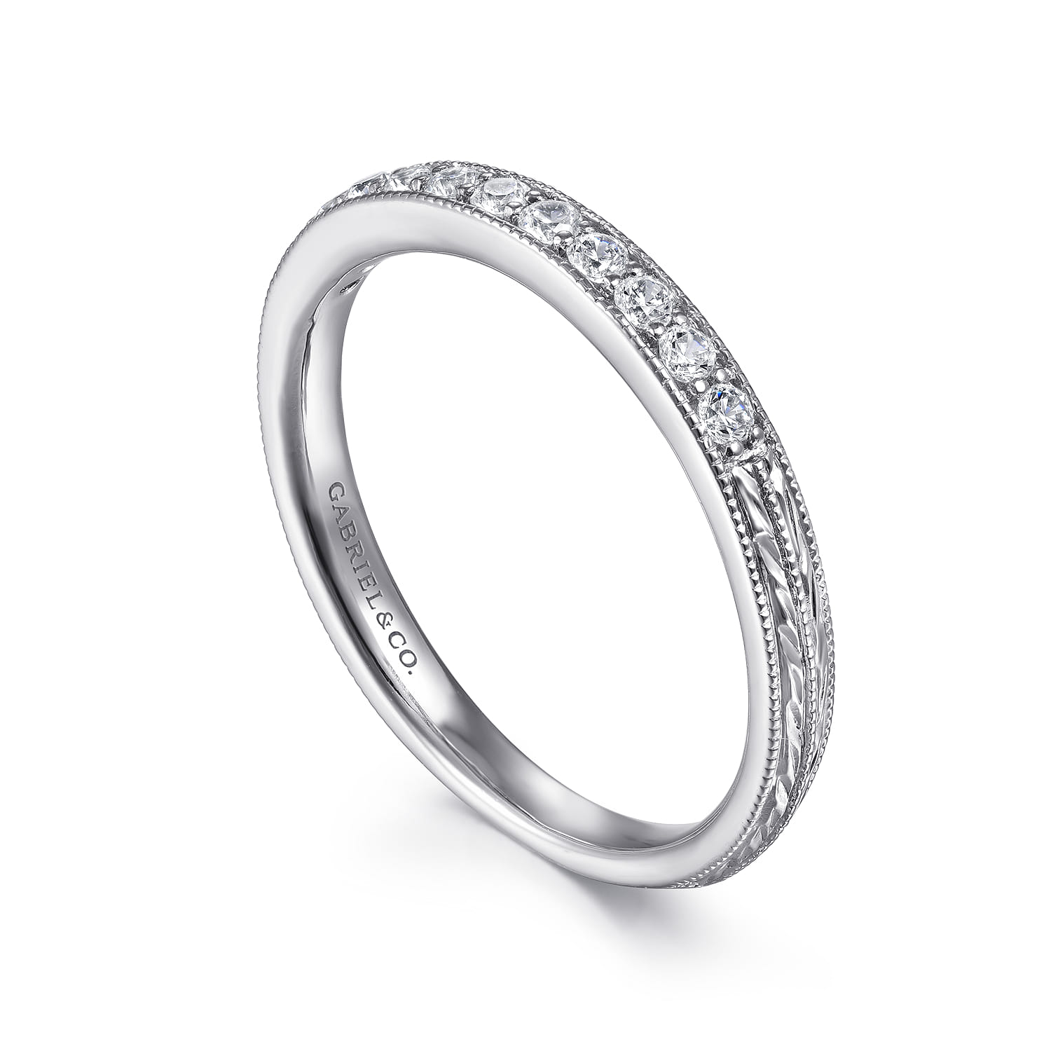Diamond Pave Band RIng in 14K White Gold, photograph 3
