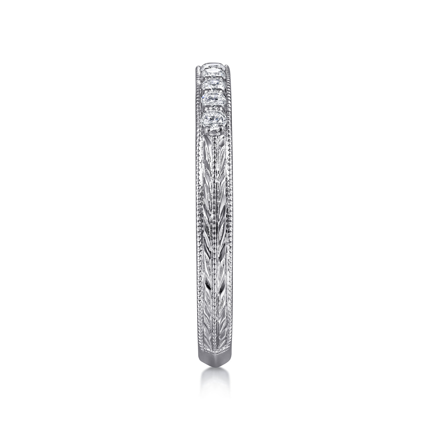 Diamond Pave Band RIng in 14K White Gold, photograph 4